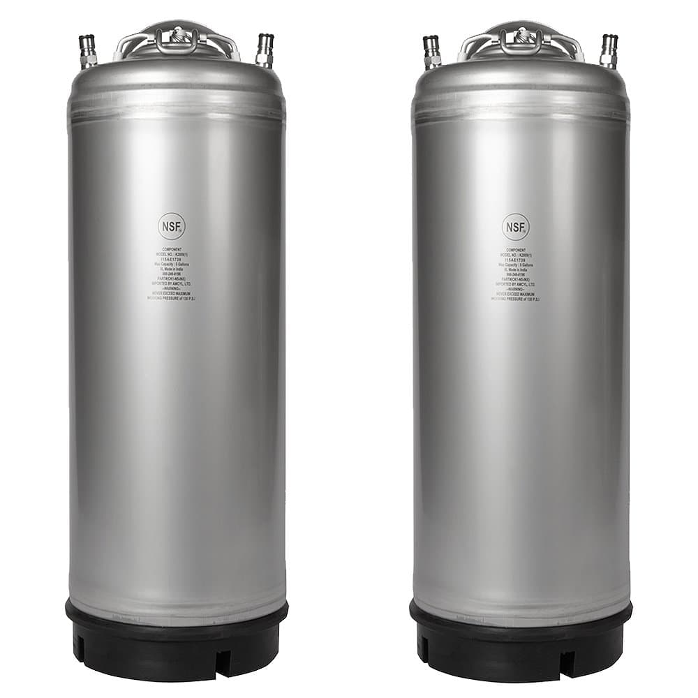 Two Pack of New AMCYL 5 Gallon Ball Lock Kegs with Single Handle