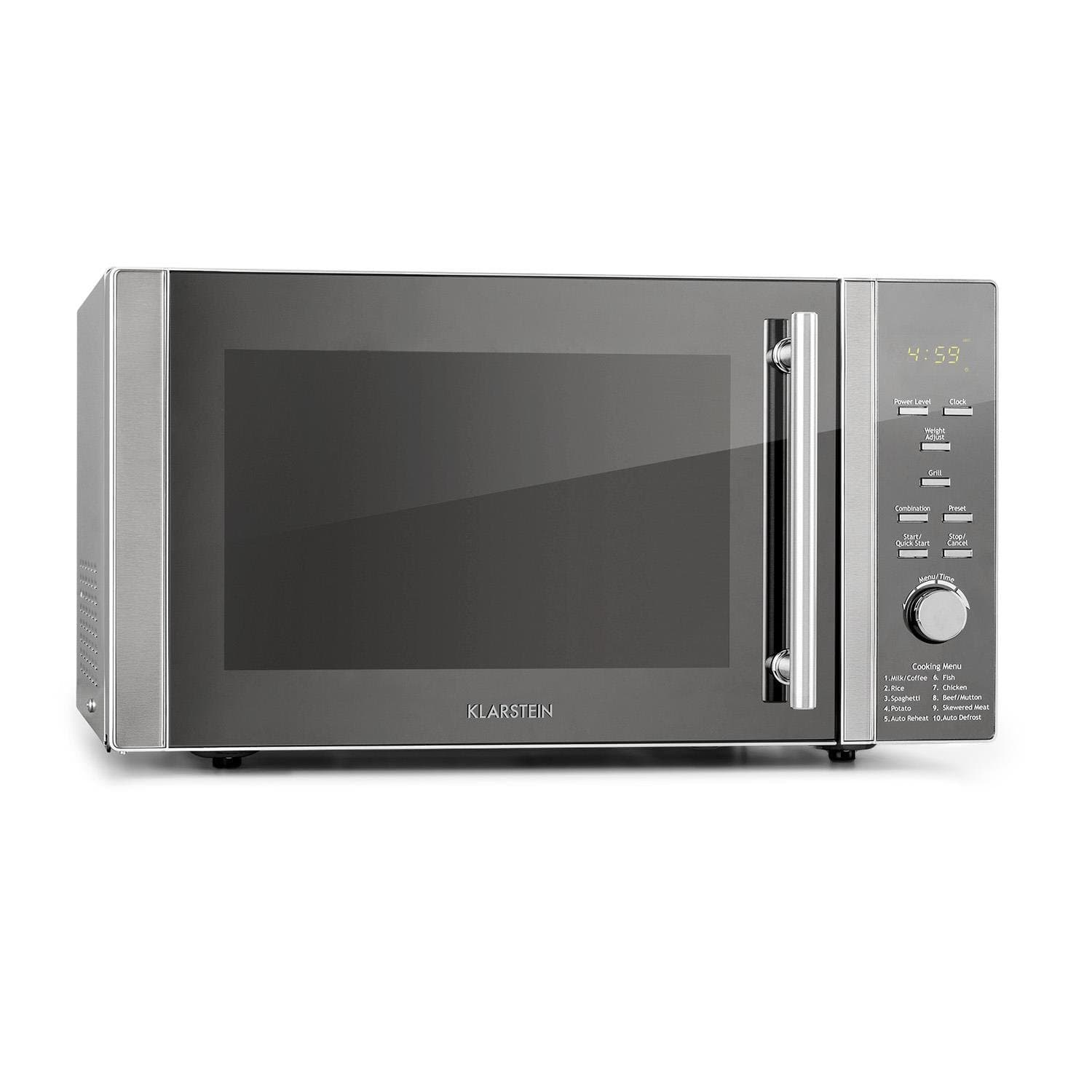 Klarstein Luminance Prime 34L Microwave - Microwave Grill Combination, 34-Litre Cooking Space, Microwave: 1000 W, Grill: 1300 W, 11 Power Levels, 9 Automatic Programs, 2 Combo Functions, White