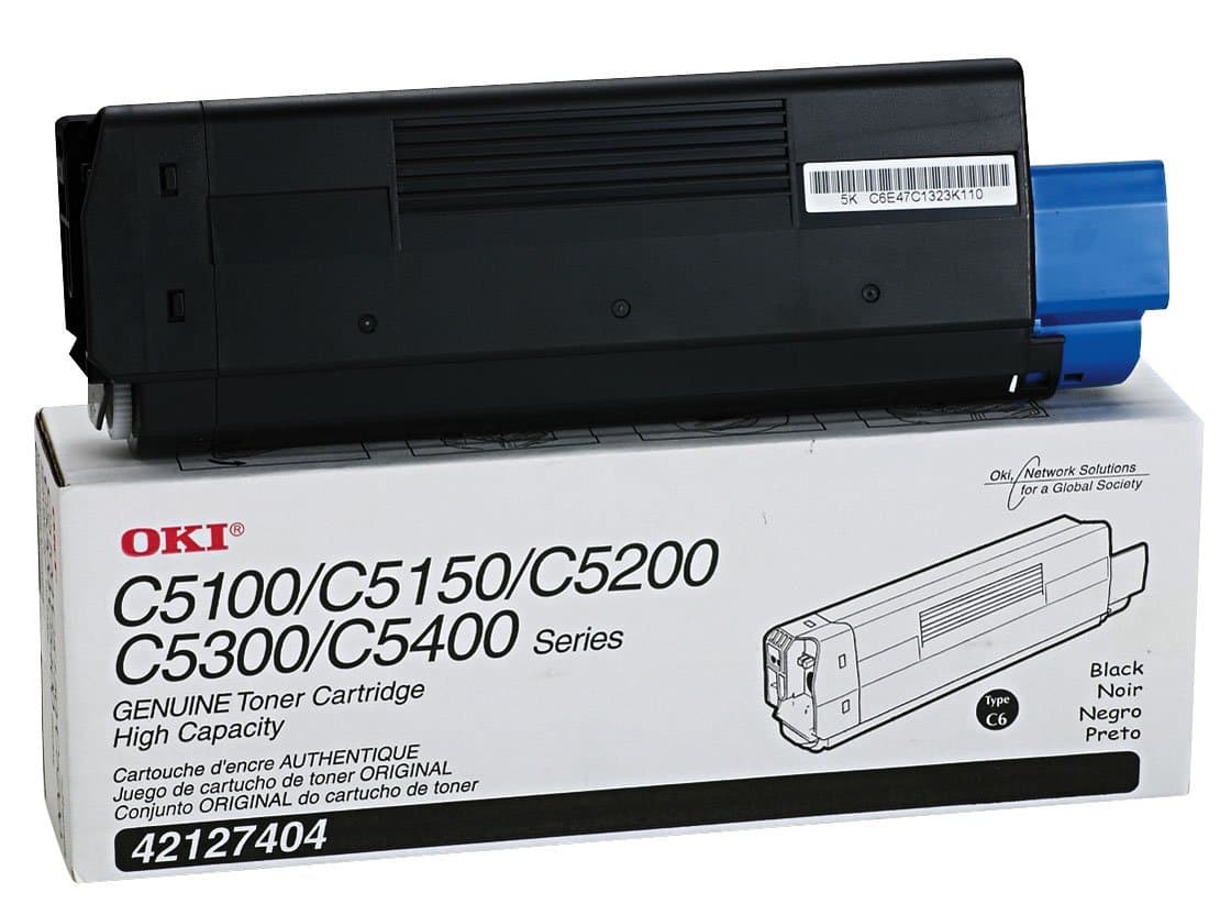 OKI Okidata 42127404 Toner Cartridge, Laser, Type C6, 5000 Page Yield, Black