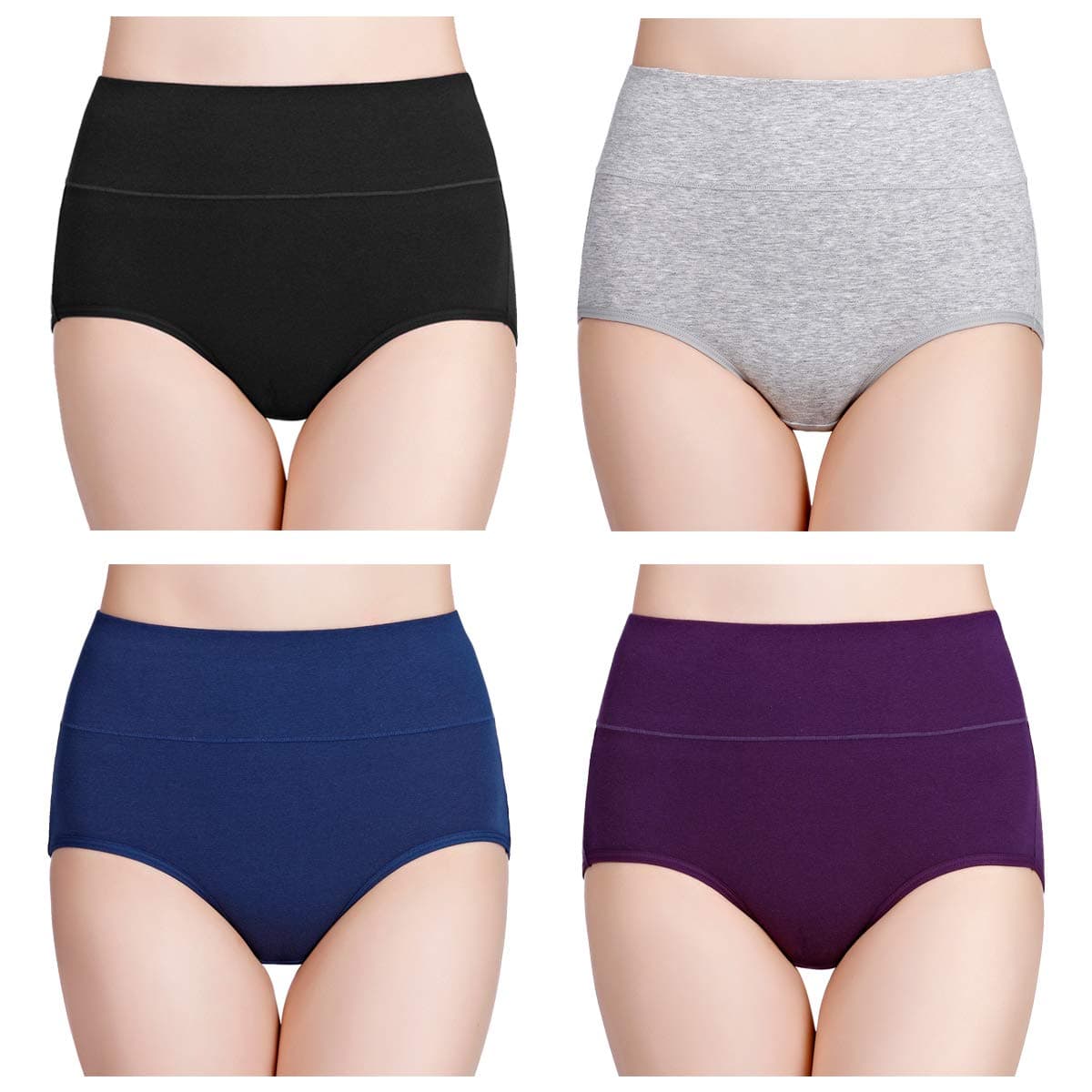wirarpaWomen's Underpants High Waist Cotton Elastic Panties Postpartum Shorts Pack of 5