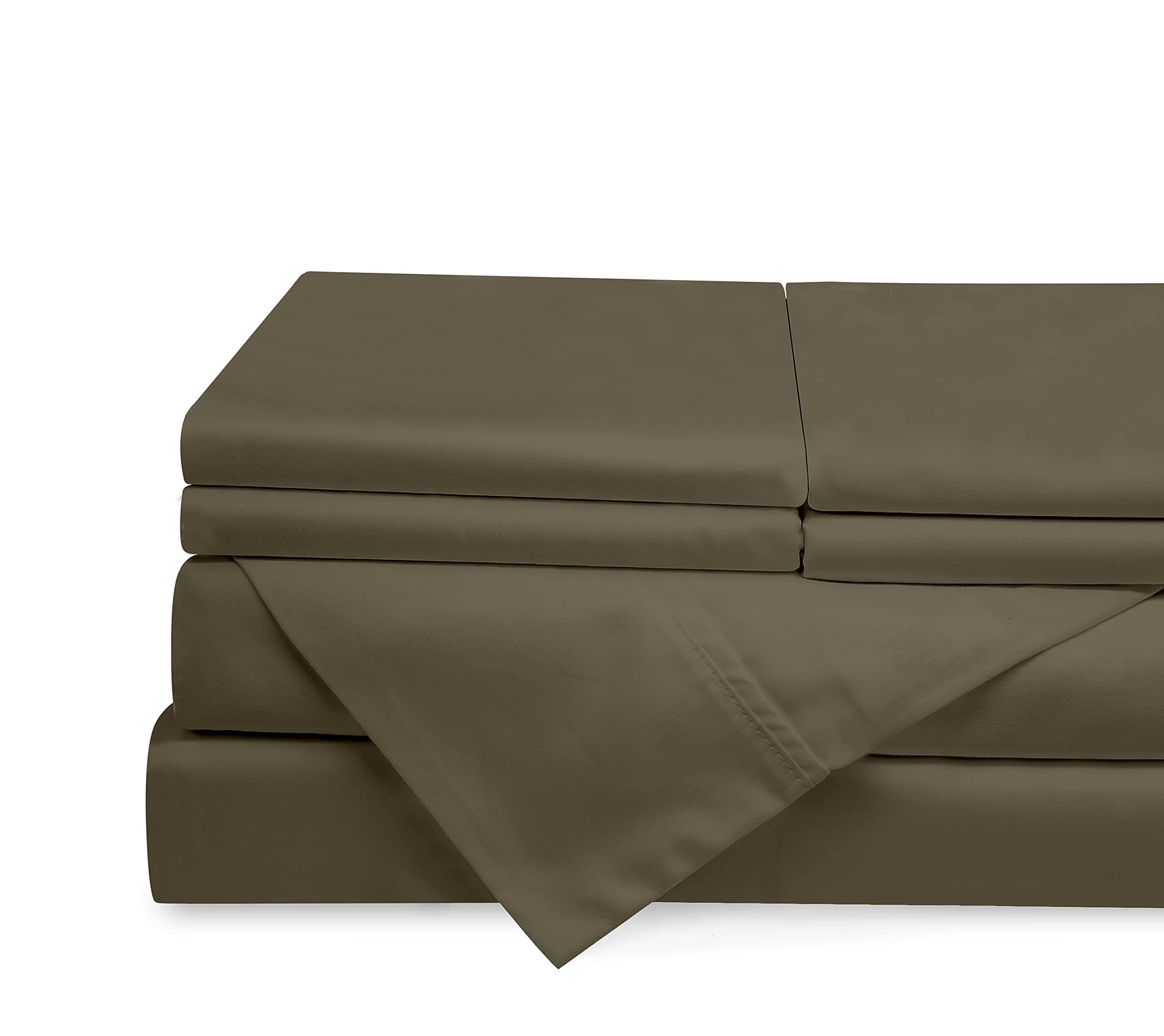 Five Elements 400 Thread Count 100% Long Staple Cotton 4 Pc King Size Sheets Set Beige, Soft Sateen Weave Hotel Cooling Bed Sheets, Breathable, Fits Upto 16” Deep Pocket