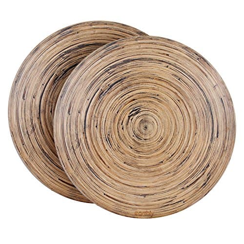 Spun Bamboo Placemats by Earthly (Set of 2). Decorative & Multifunctional: Use as Place Mats, Serving Tray, Cheese Board, Trivet, Interior Decoration