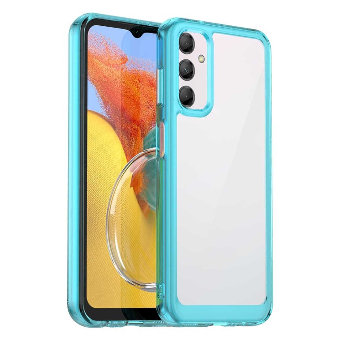 Amazon Brand- Solimo Basic Case for Samsung Galaxy M14 5G (Polycarbonate, Thermoplastic Polyurethane_Transparent Blue)