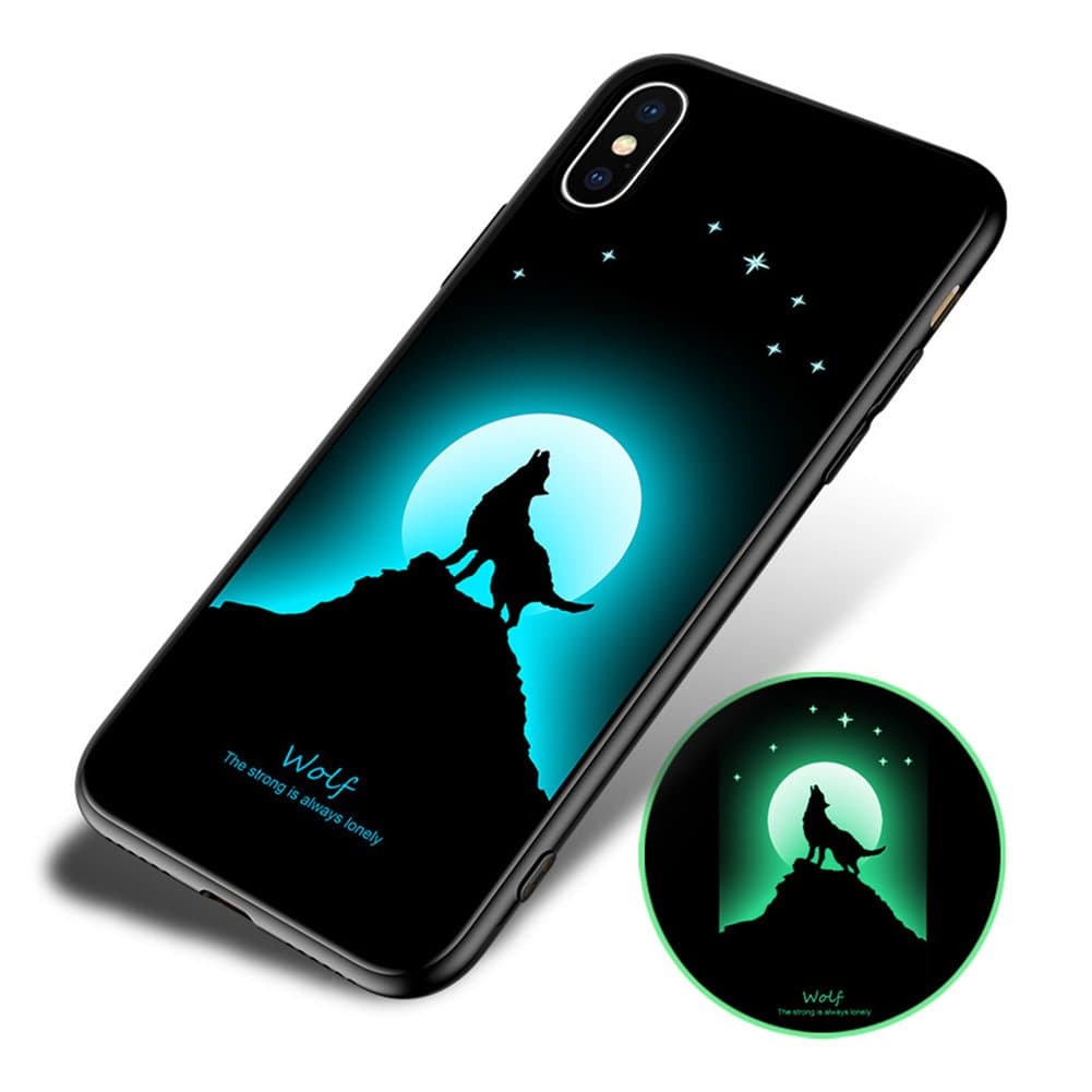 Aeeque iPhone X Cover Black, iPhone 10 Luminous Lone Animal Wolf Pattern and Ultra Thin Soft Gel Silicone Flexible Back Durable Bumper [Shockproof] Protection Case for iPhone 10/X 5.8 inch