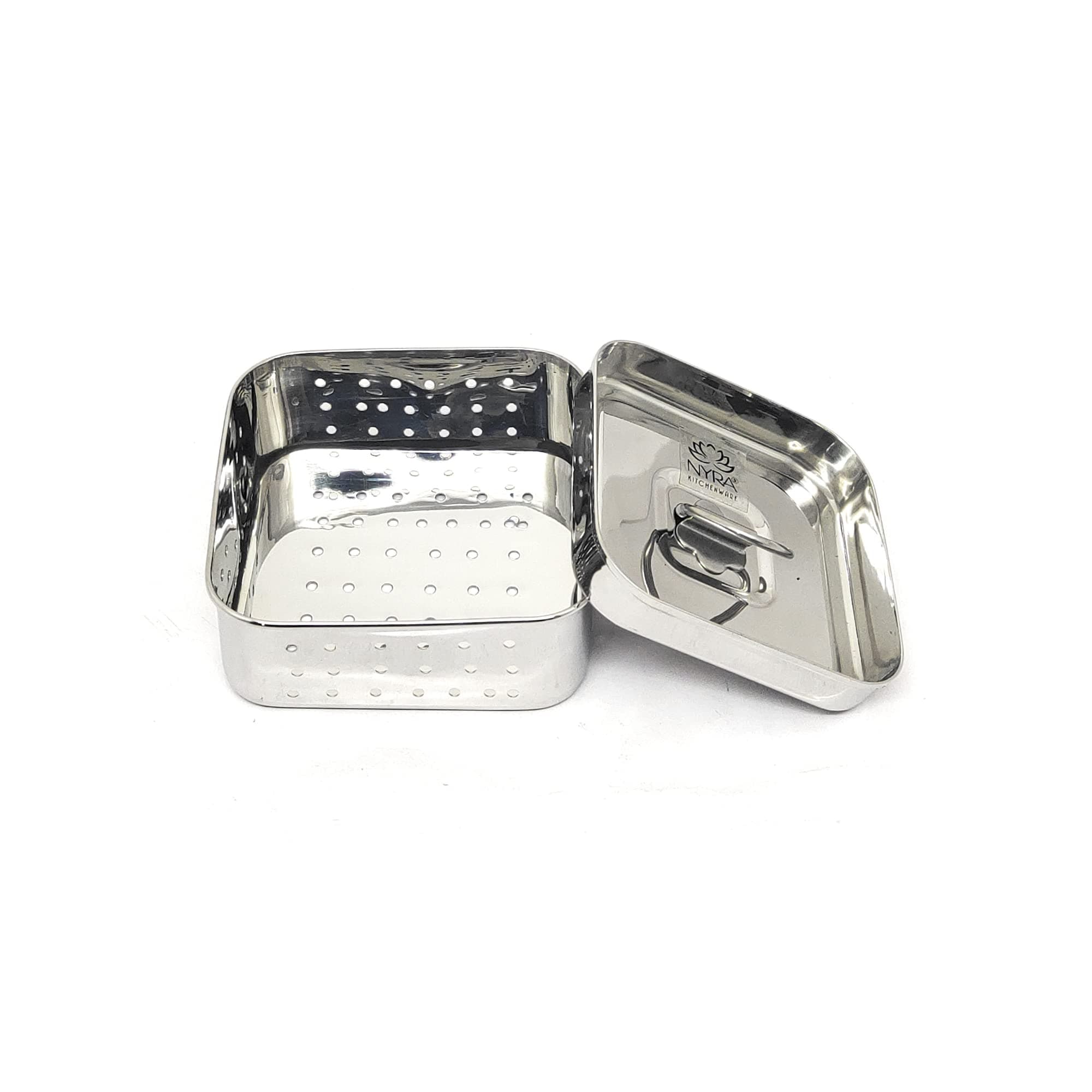 Nyra® Stainless Steel Square Shape Paneer Maker/Tofu Press Mould with Lid – Medium Size Cheese & Paneer Maker (400 Ml - Capacity)