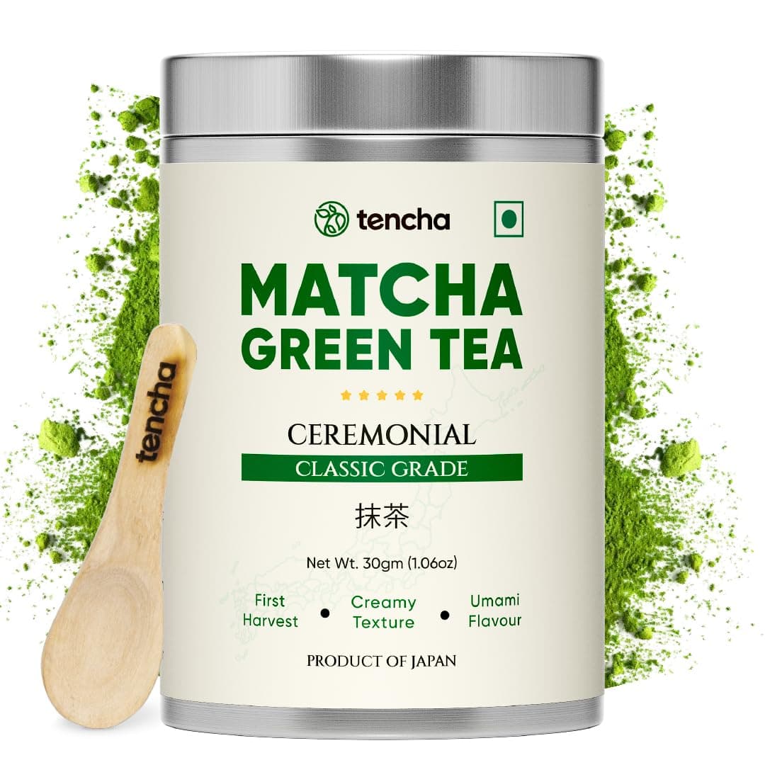Tencha - Ceremonial Matcha Tea | 100% Pure Super Premium Grade | Japanese Matcha Green Tea Powder | Free Spoon | Vegan | Tested For Radiation | 30gms
