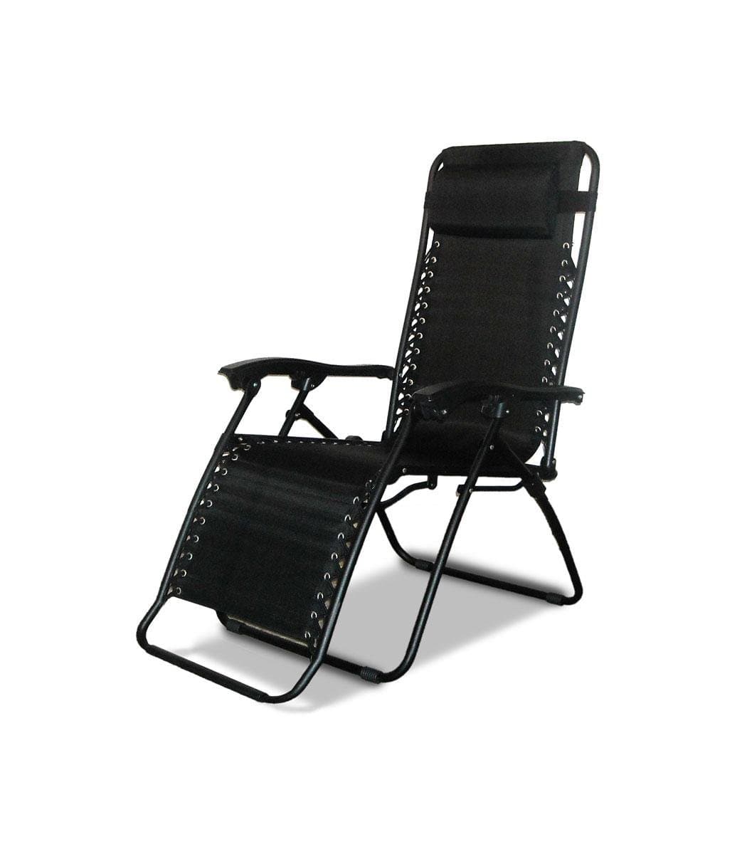 DNY 4 x Textoline Reclining Garden Chair Beach Sun Lounger Recliner Chairs in Black Weatherproof Textoline RRP £299.99