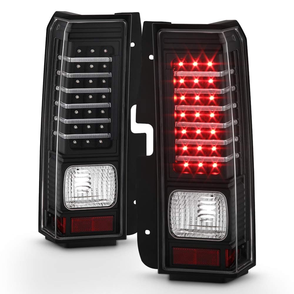 ACANII - For 2006 2007 2008 2009 2010 Hummer H3 Black LED [Light Bar] Tail Lights Brake Lamps Pair Set Left+Right