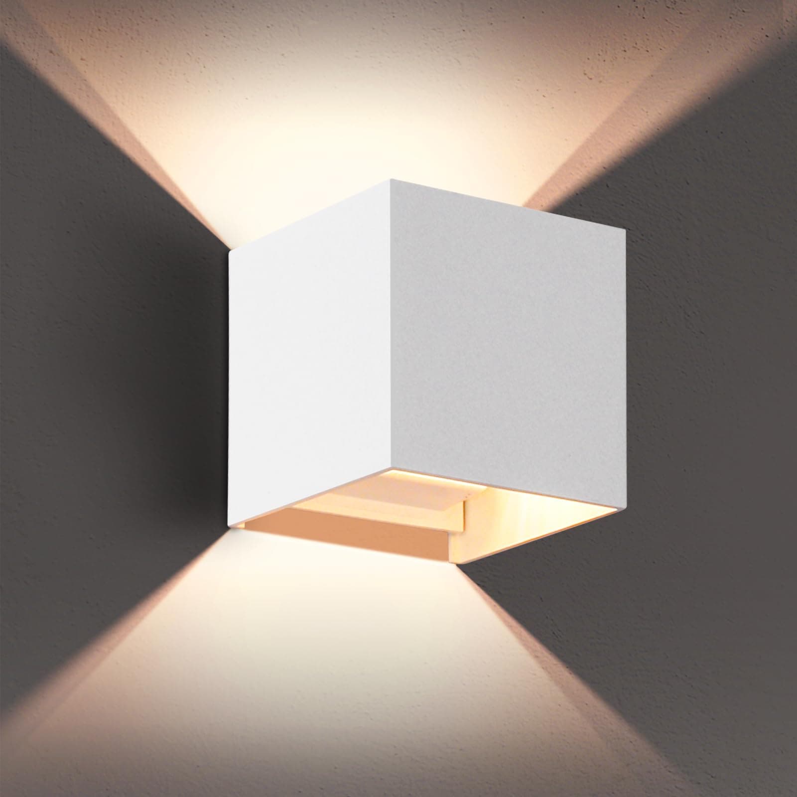 OOWOLF Modern LED Wall Sconces Lamp, Waterproof IP65 Aluminum LED Wall Lighting Up and Down Outdoor Indoor Square 110-240V 3000K G9 Replaceable Bulb for Entrance Living Room Bedroom Hallway