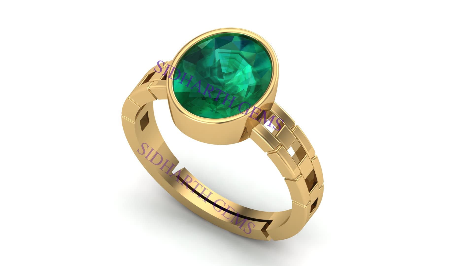 19.25 Ratti 18.00 Carat Certified Natural Emerald Panna Panchdhatu Adjustable Rashi Ratan Gold Plating Ring for Astrological Purpose Men & Women