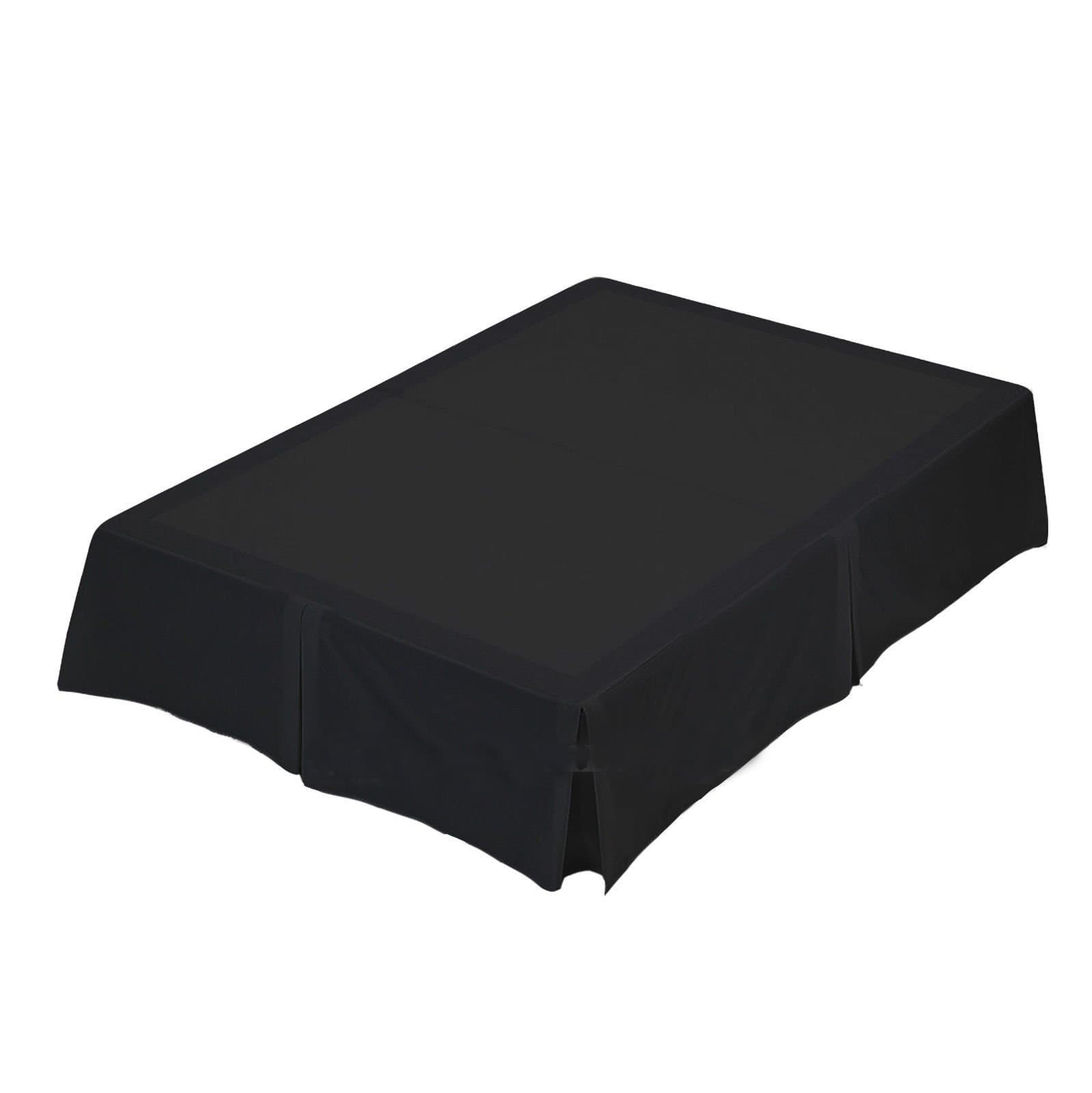 MAS International Ltd Luxury Plain Dyed Base Valance Sheet Box Pleated Poly-Cotton Bed Sheet (Black, Single)