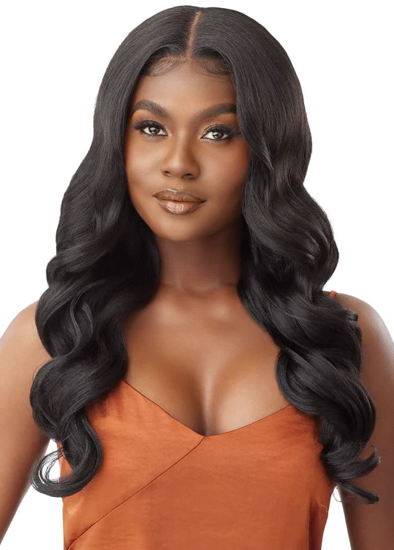 Human Hair Blend 5x5 Lace Closure Wig - HHB BODY CURL 24" (Color:1B OFF BLACK)