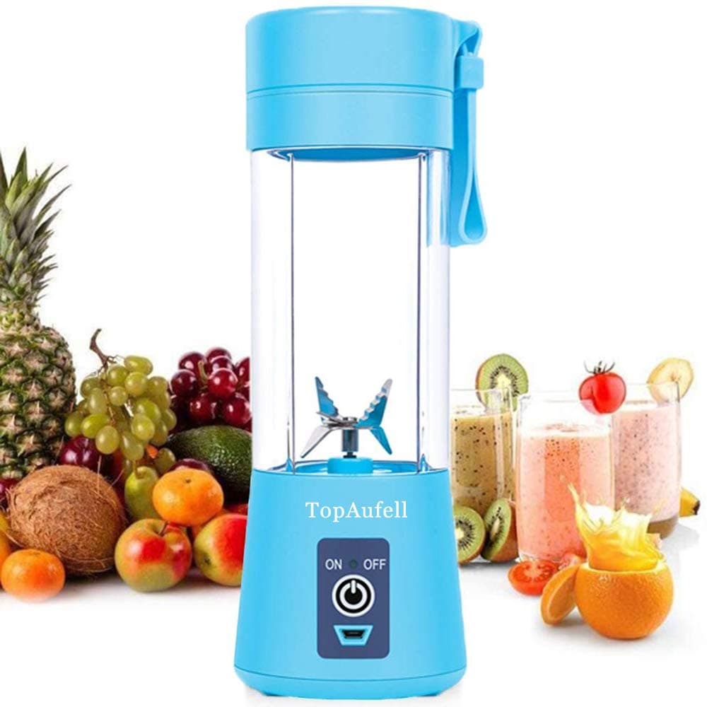 Portable Blender,Portable Juicer Cup Electric Fruit Mixer/USB Juice, blender, Six Blades In 3D For Superb Mixing, 380mL - (Blue)