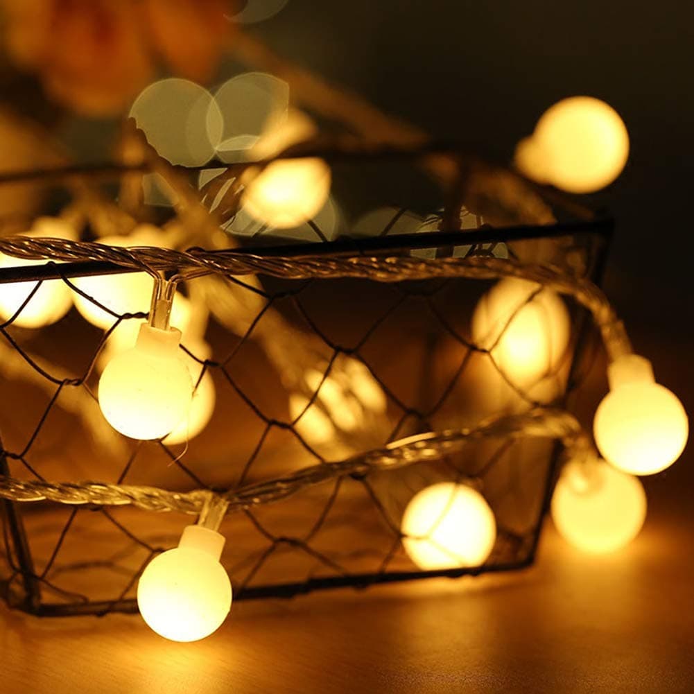 Merdeco Globe, Plug in String Lights 10ft/3m 20 LED Bulb Warm White Fairy Lights for Birthday/Christmas/Wedding/Party Indoor Outdoor Decoration