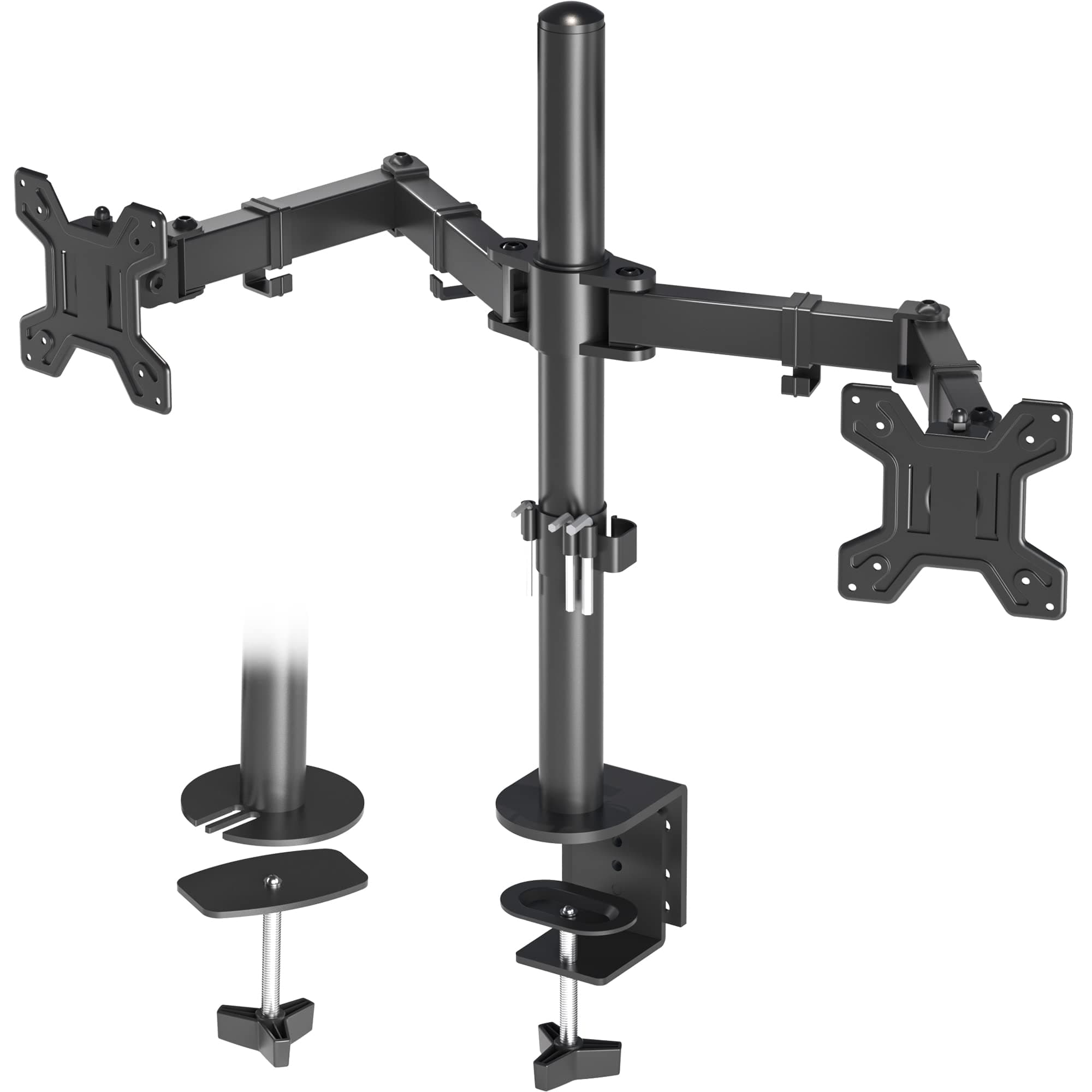 Dual Monitor Arm Mount ,Height Adjustable Monitor Desk Stand for 13-27 inch Computer Screens,Ergonomic Mount with Clamp 90° Tilt, 360° Rotation, Swivel 180° - VESA Dimensions: 75x75-100x100