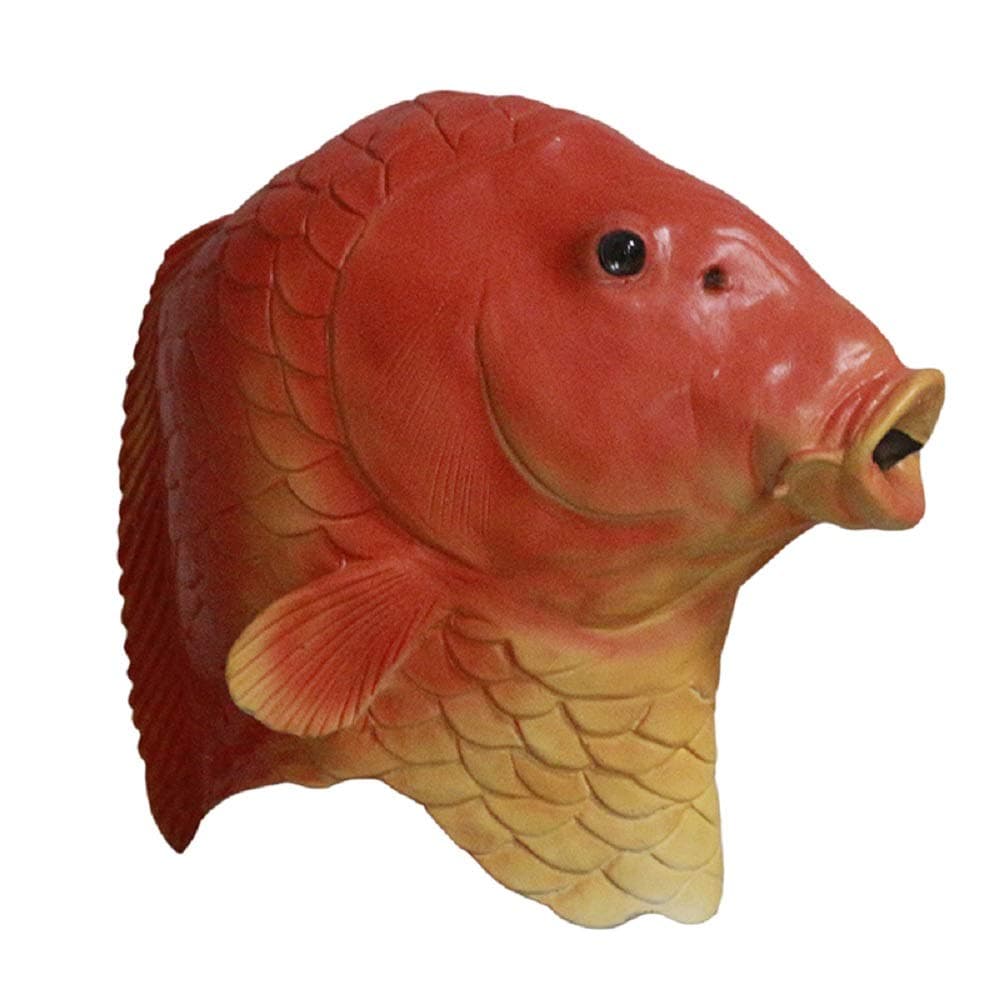 Animal Fancy Dress Party Costume Latex Fish Full Head Mask Adult Size (red)