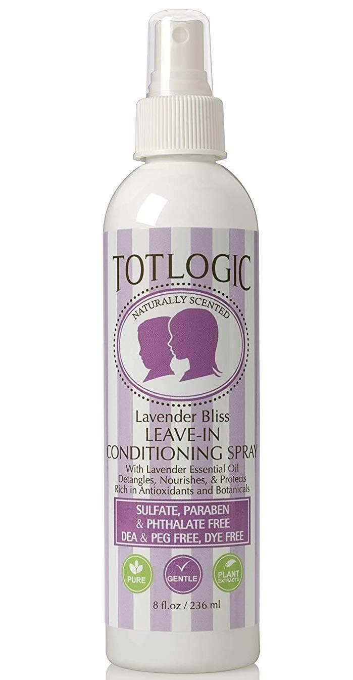 TotLogic Kids Detangler Spray and Leave In Conditioner - Naturally Scented with Essential Oils - Lavender, 8 oz