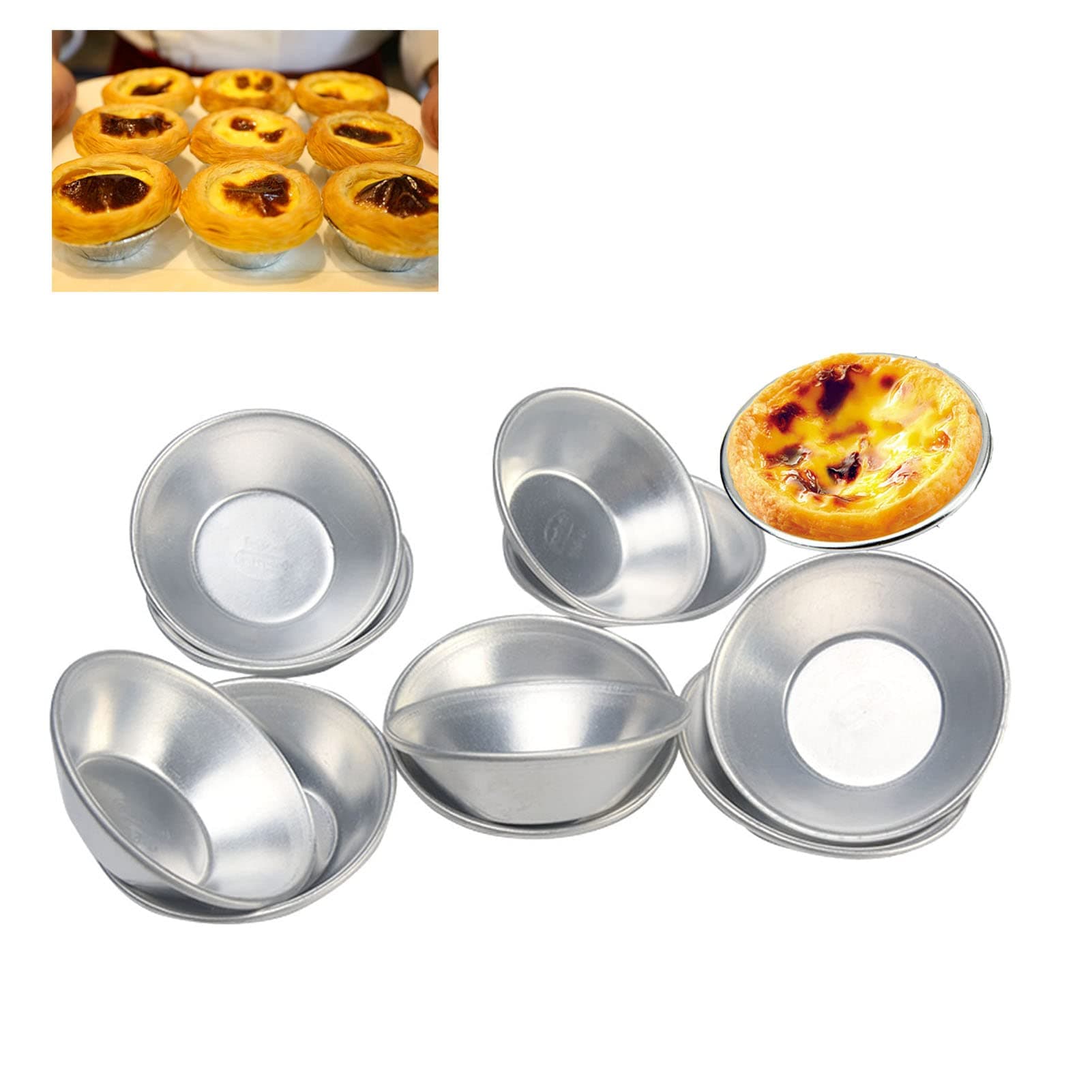 Tree2018 10 Pcs Cake Style Egg Tart Pasteis De Nata Oven Bake Round Custard Tin Cake Tool