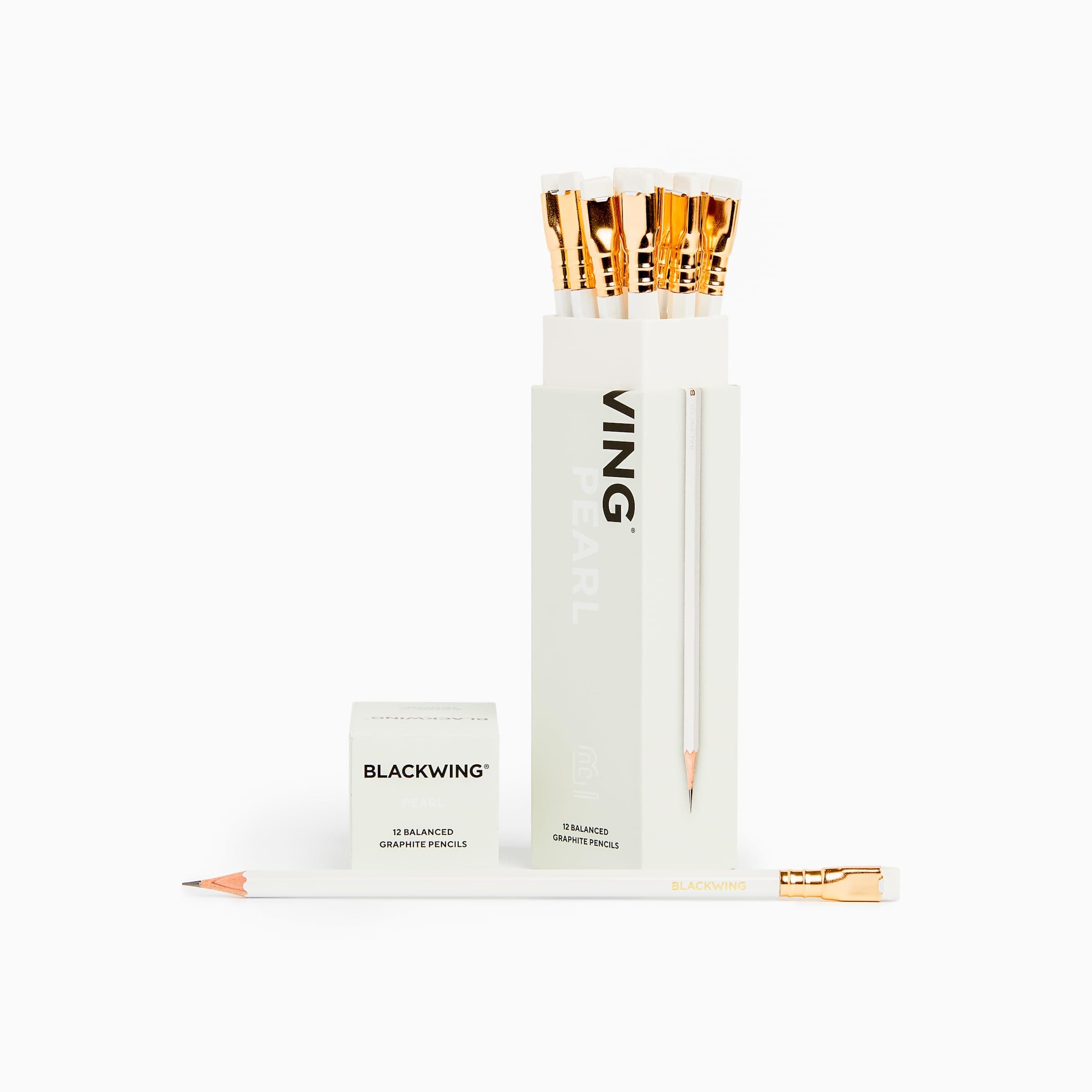 Blackwing Pearl Pencils - 12 Count, Incense-cedar, Premium Japanese Graphite, Pearlescent White, Balanced Lead, Great for Journaling and Writing