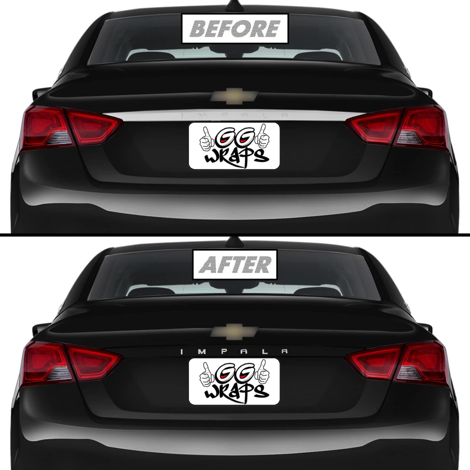 SlickMod Chrome Delete Blackout Vinyl Overlay for 2014-2020 Chevy Impala Rear Trunk Trim (Gloss Black)