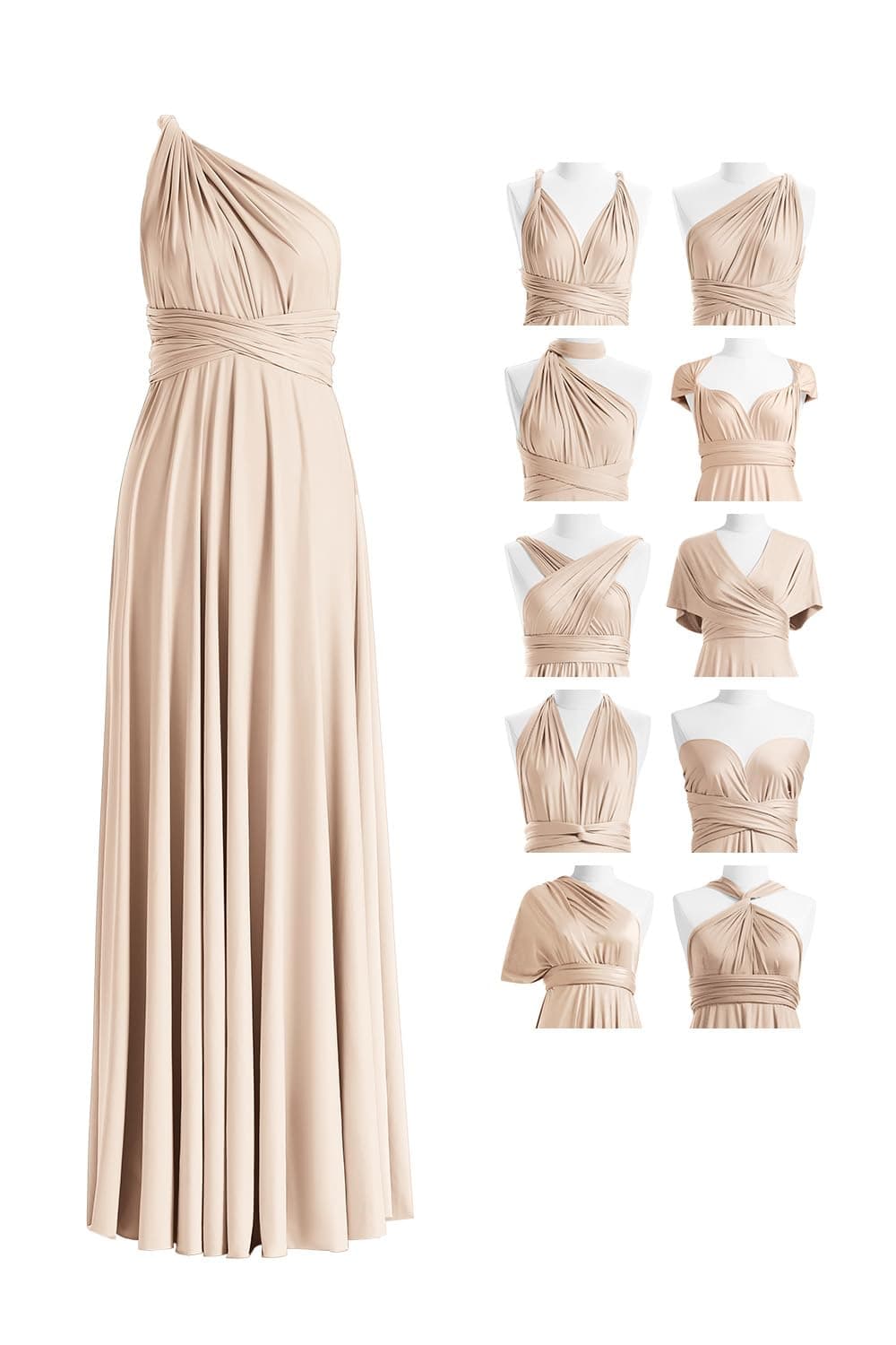 Infinity Dress with Bandeau, Convertible Bridesmaid Dress, Long, Plus Size, Multi-Way Dress, Twist Wrap Dress