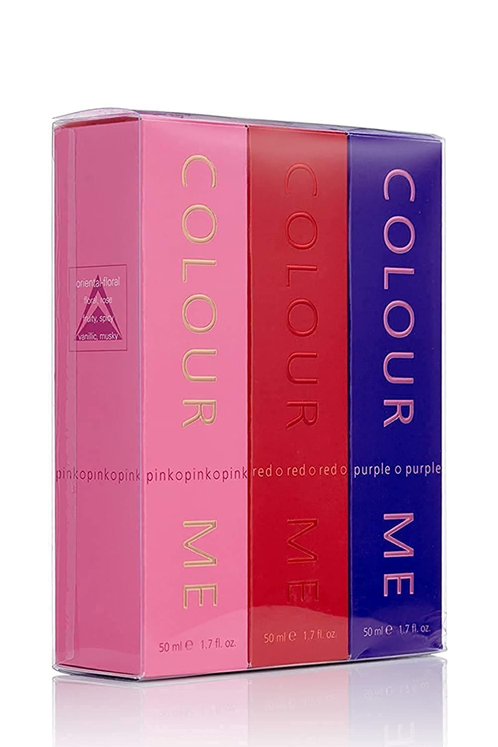 COLOUR ME, Pink/Purple/Red - Triple Pack, Fragrance for Women, 3 x 50ml Eau de Parfum, by Milton-Lloyd