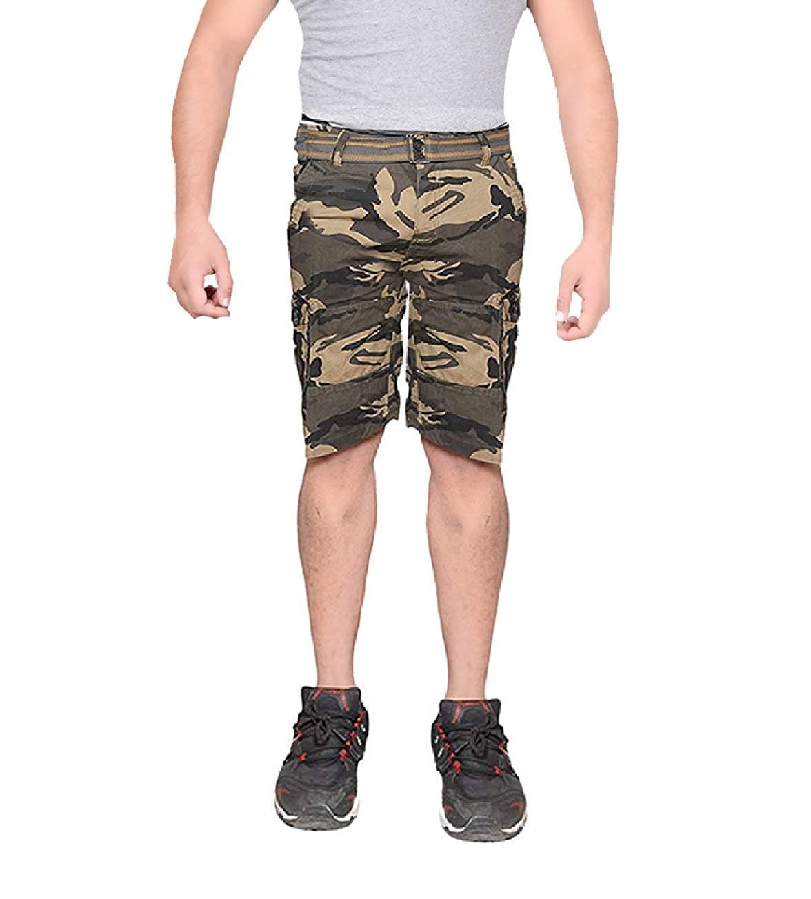 KrystlePrime Men's 6 Pocket Cotton Army Shorts