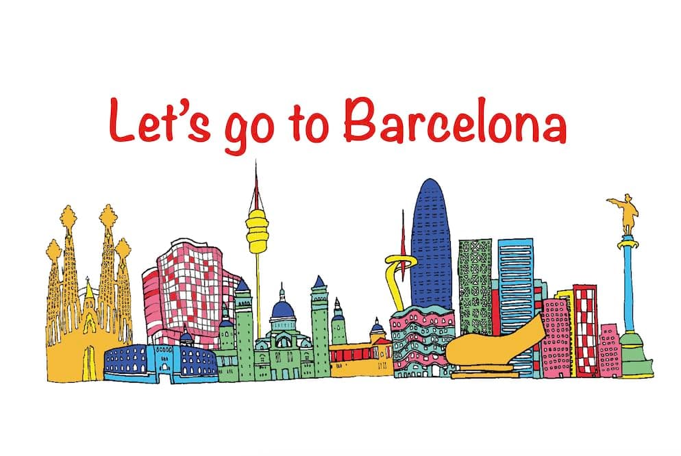 Lets go to Barcelona greeting card A6