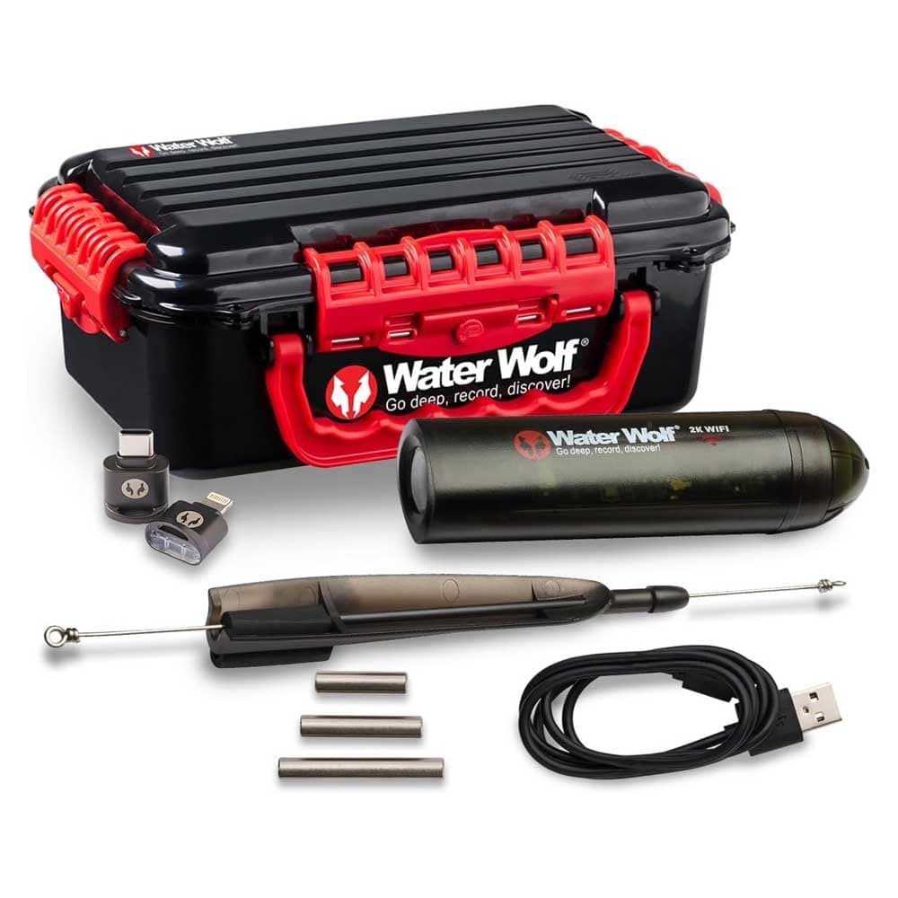 Water Wolf 2K WiFi Underwater Fishing Camera | HD Casting & Trolling Video Recorder for Freshwater & Saltwater | Waterproof Action Cam for Anglers, Kayak Fishing, Boat Gear, Fish Finder Accessory