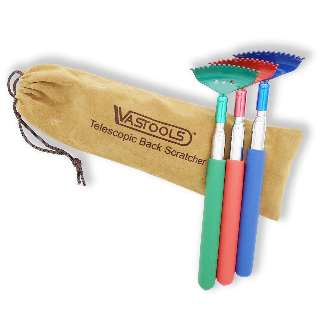Large Telescopic Back Scratchers 3-Pack/Metal Extendable Back Scratcher 24",Portable,Storage Bag