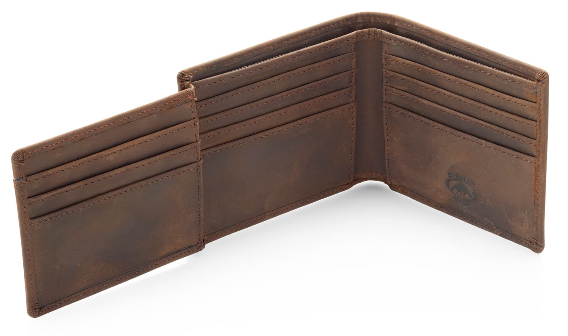 Stealth ModeMen's Trifold RFID Wallet - 11 Card Slots, ID Holder, Brown, One Size, Rfid Blocking Wallet for Men