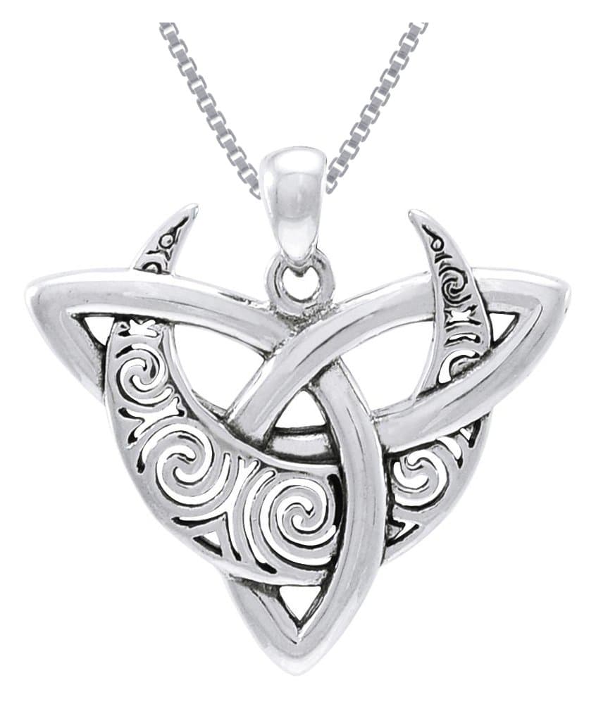 Jewelry TrendsCeltic Triquetra Moon Goddess Trinity Knot Sterling Silver Pendant Necklace 18"