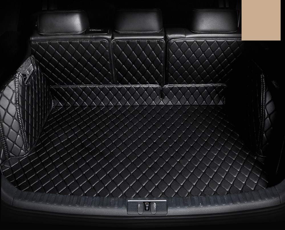 Cool Car Custom fit Cargo Mat boot liner Waterproof Full covered cargo liners Leather Boots Liner Pet Mats for AUDI Q7 (5 seat 2013-2015 no slide in the trunk, Black with black stitches)
