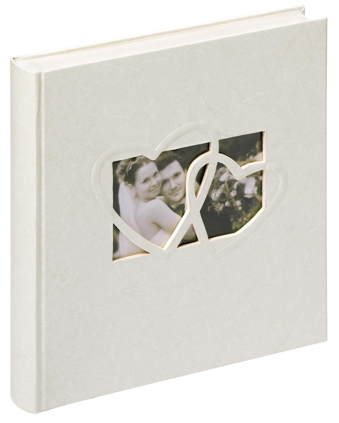 walther design Photo Album White 28 x 30,5 cm Linen Cover with Punched Cover, wedding Album Sweet Heart UH-123