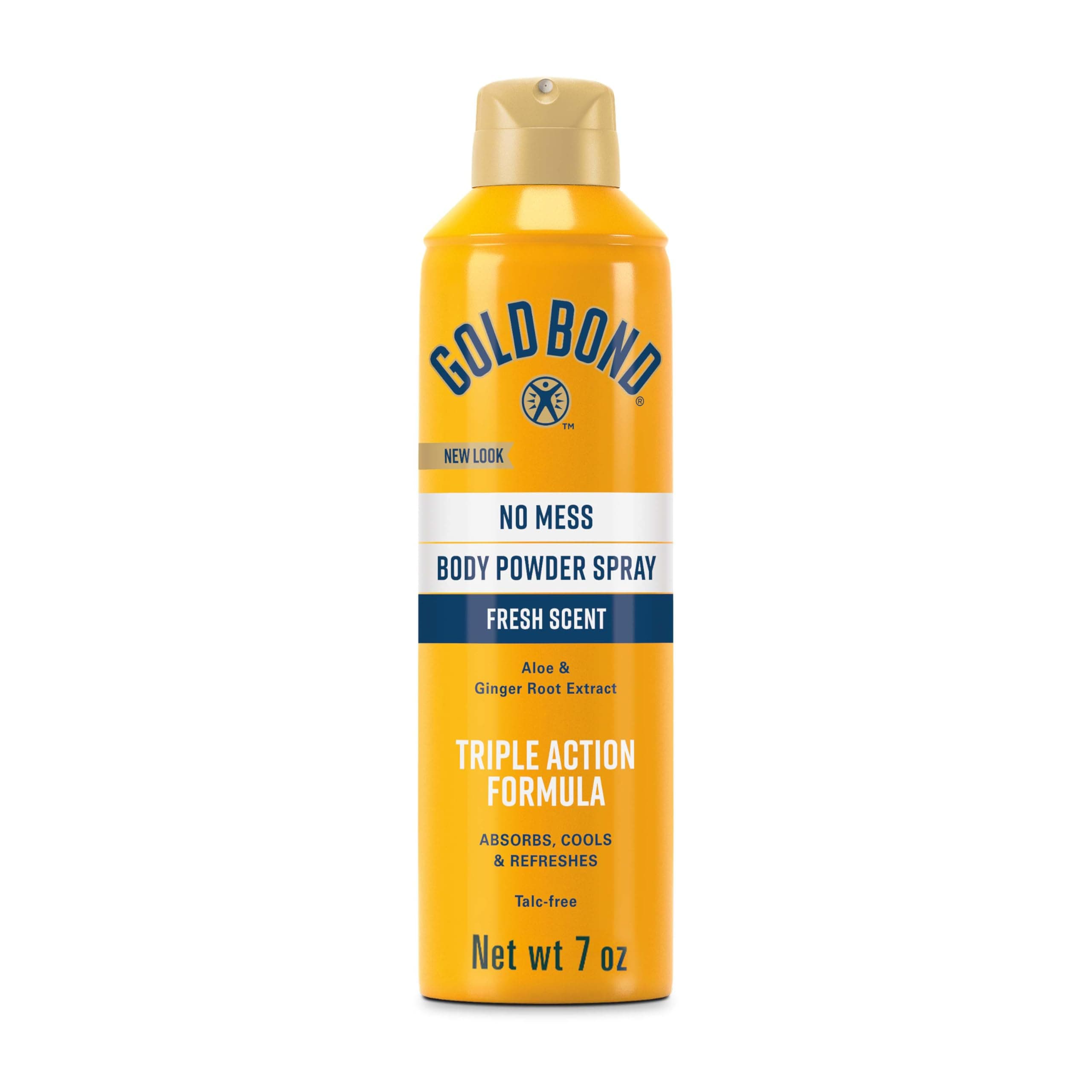 Gold Bond No Mess Talc-Free Body Powder Spray, 7 oz., Fresh Scent, with a Triple Action Formula