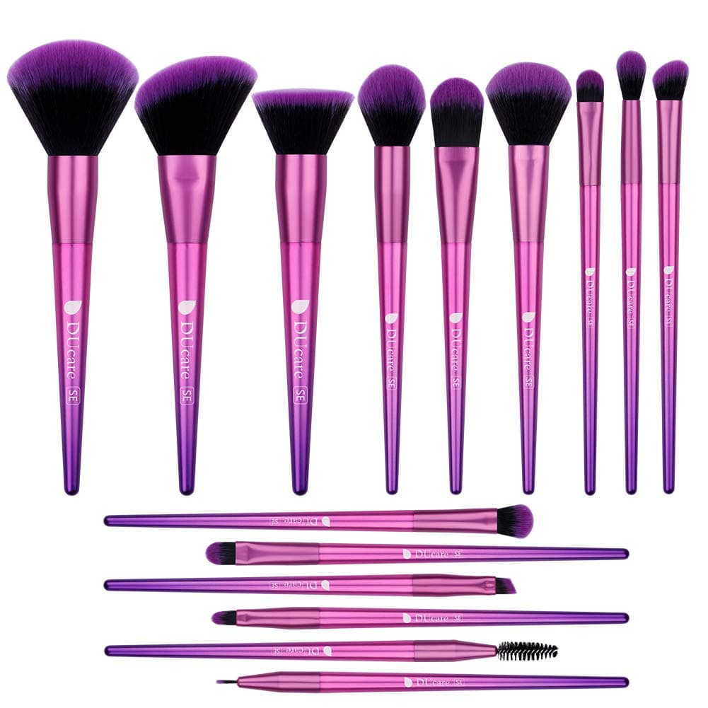 DUcare Makeup Brushes Set 15Pcs Professional Premium Synthetic Eyeshadow Contour Blending Foundation Powder Make Up Brushes Kit