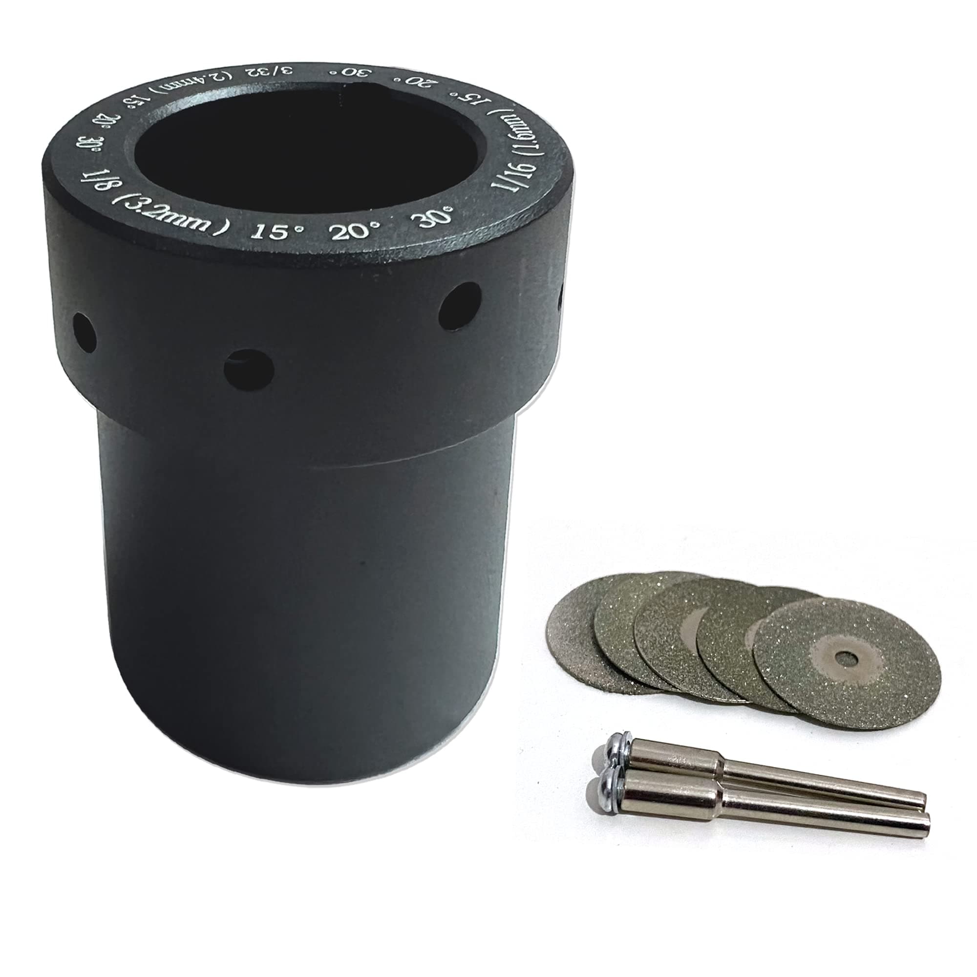 KAYBOBEZK Tungsten Electrode Grinder Sharpener -Universal ALUMINUM TIG Welding Tungsten Grinder Head Tool,with Slot Tungsten Sharpener Multi-Angle Offset,Double Diamond Wheels 25mm,Connecting Rod Set