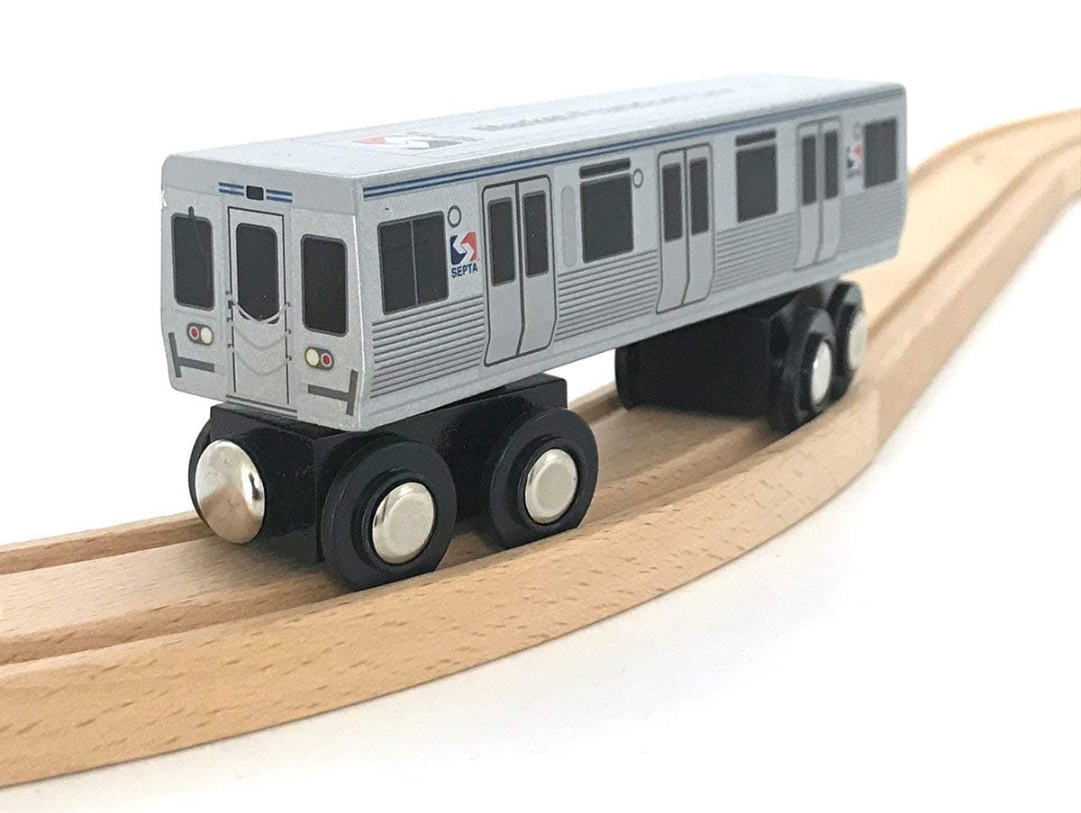 MUNI PALS Septa Wooden Railway Market-Frankford Line M4 Rapid Transit Car Child Safe and Tested Wood Toy Train