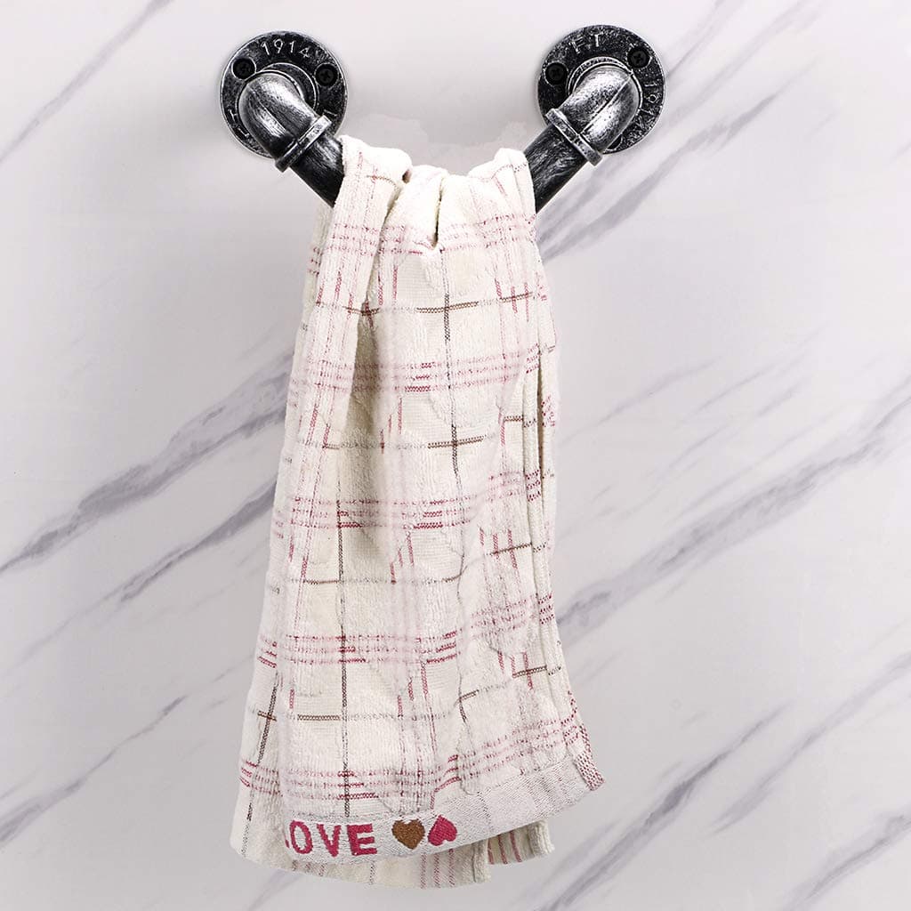 BSTKEY Vintage Industrial Pipe Triangle Towel Hanger Holder - Wall Mounted Retro Towel Holder Hanging Bathrobe Holder Hanger, Bathroom Accessories, Silver Grey