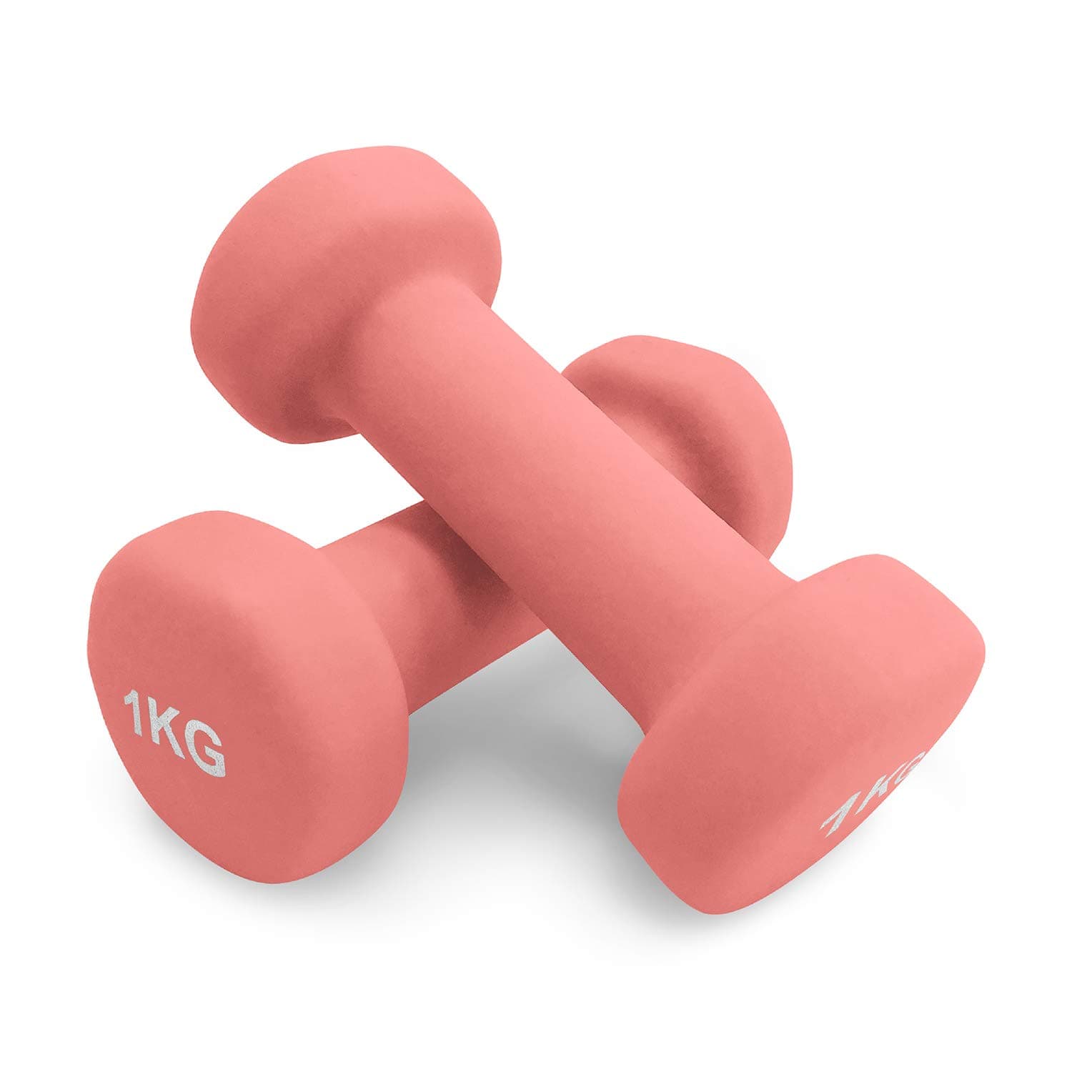 Fuel Pureformance Neoprene Dumbbells Weights in 1kg 2kg 3kg 5kg Pair — All-purpose Gym and Home Workouts (Coral Pink- 2 x 1 Kg)