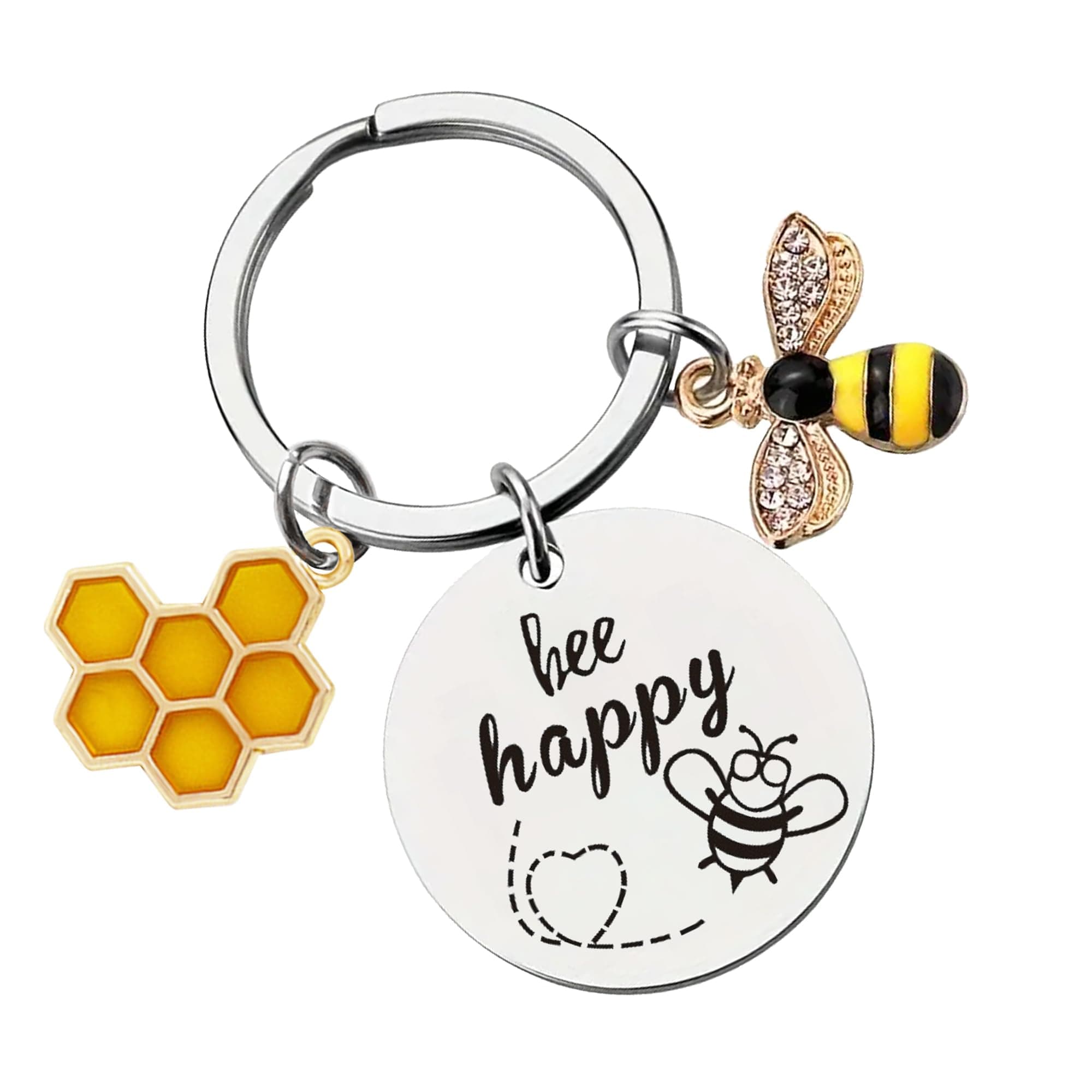 Bee Keychain Inspirational Keyring Gifts - Bee Keyrings, Bee Charm, Honey Key...