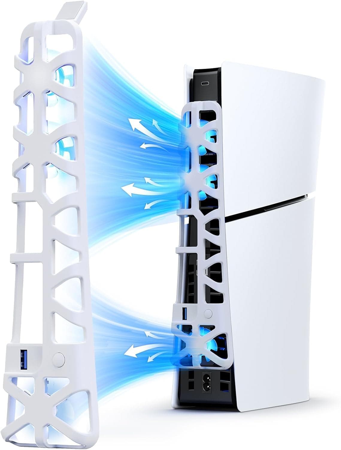 PSS Upgraded PS5 Slim Cooling Fan with LED and Cooling System Compatible for PS5 Slim Cooler, USB 3.0 Port for PS5 Disc and Digital (Accessories for Play/Station 5 Slim)