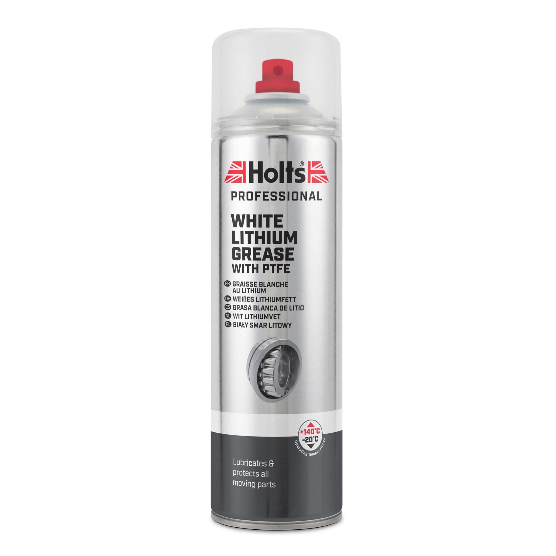 Holts White Lithium Grease Spray - Heavy Duty for Moving Parts, High Performance With PTFE for Ultra-High Cling, Reduce Friction & Prevent Wear, Professional Spray, 500ml