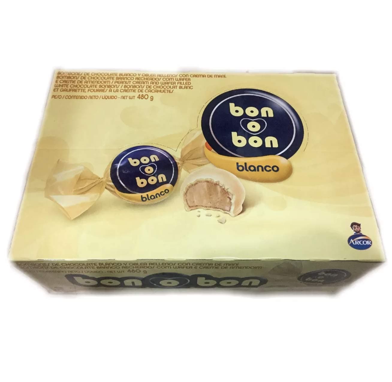 Bon O Bon White Chocolate Wafer and Peanut Cream Filling 16.9 Oz (480g) …