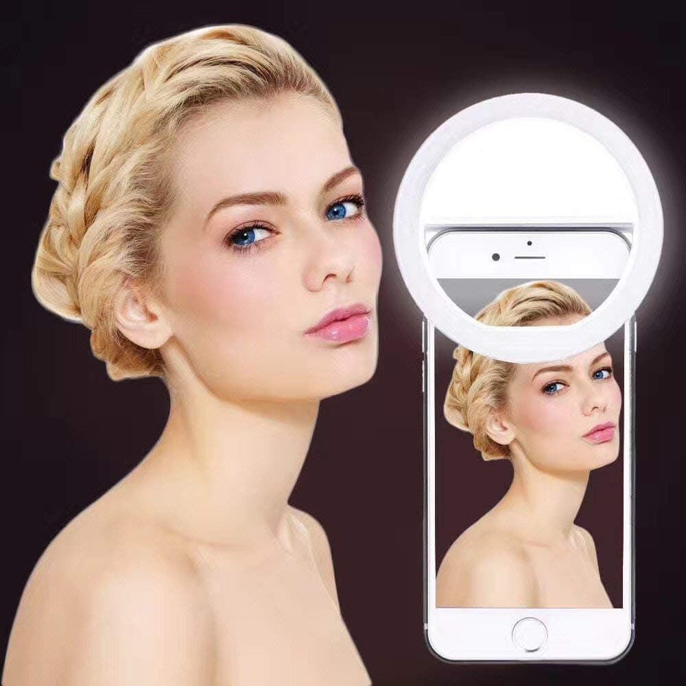 Selfie Ring Lights (Dimmable), Clip on Cellphone LED Ring light [Rechargeable Battery] with 36 LED for iPhone X 6 6S 7 8 Plus Samsung Galaxy S6 S7 S8 Edge Smart Phone Camera Round Shape(White)