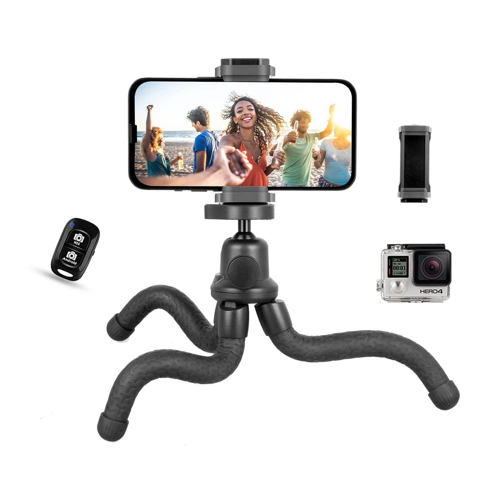 UBeesize Mobile Phone Tripod Mini Tripod for Smartphone and Camera Black