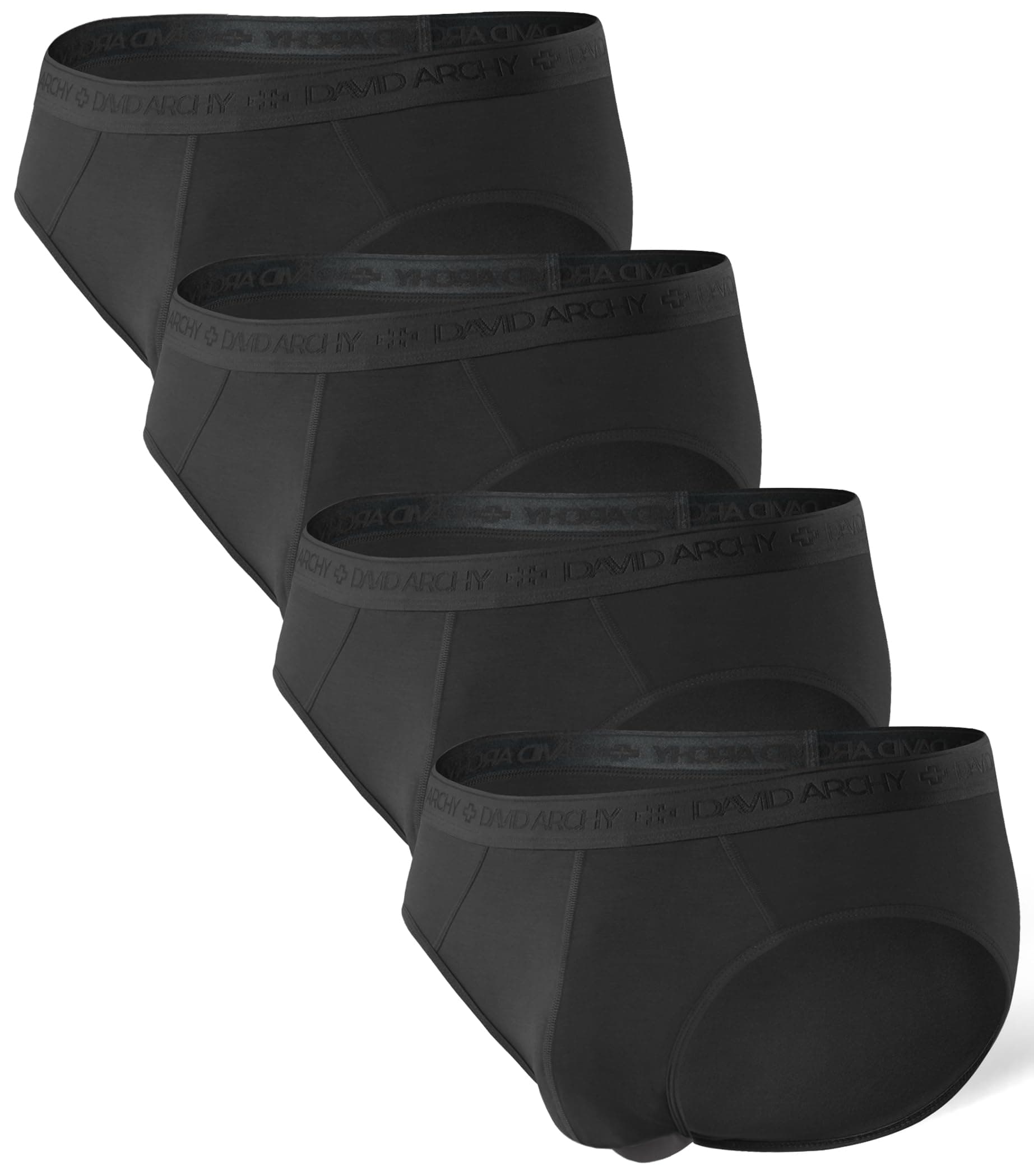 DAVID ARCHYMen's 4 Pack Micro Modal Separate Pouch Briefs with Fly