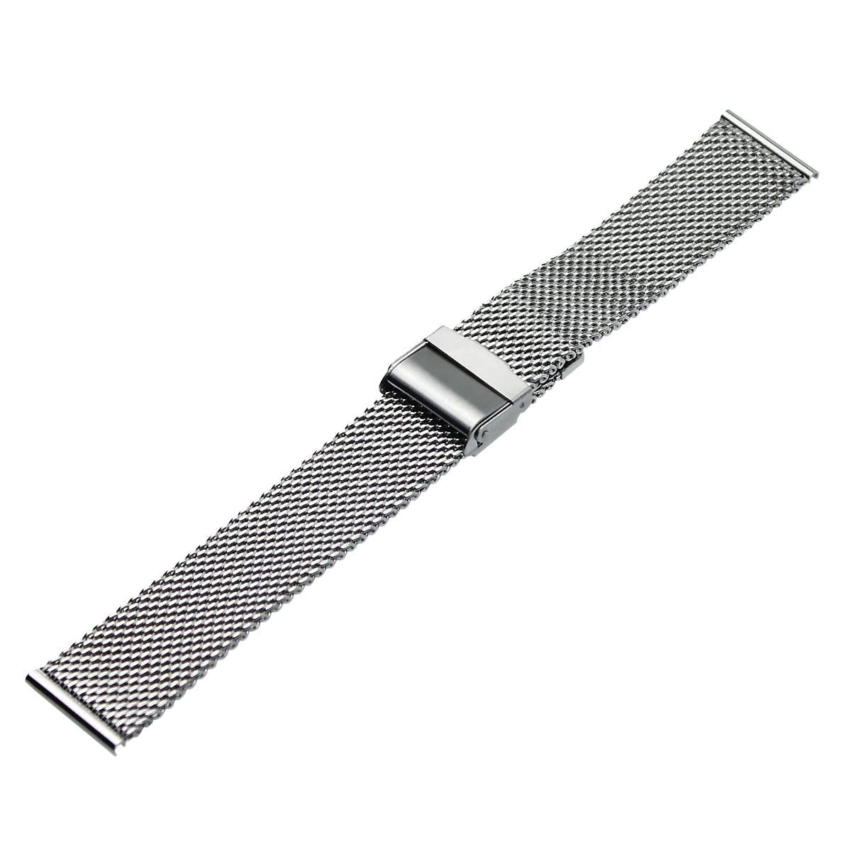 Mesh Stainless Steel Bracelet Wrist Watch Band Strap Interlock Safety Clasp Silver 18 20 22 24mm