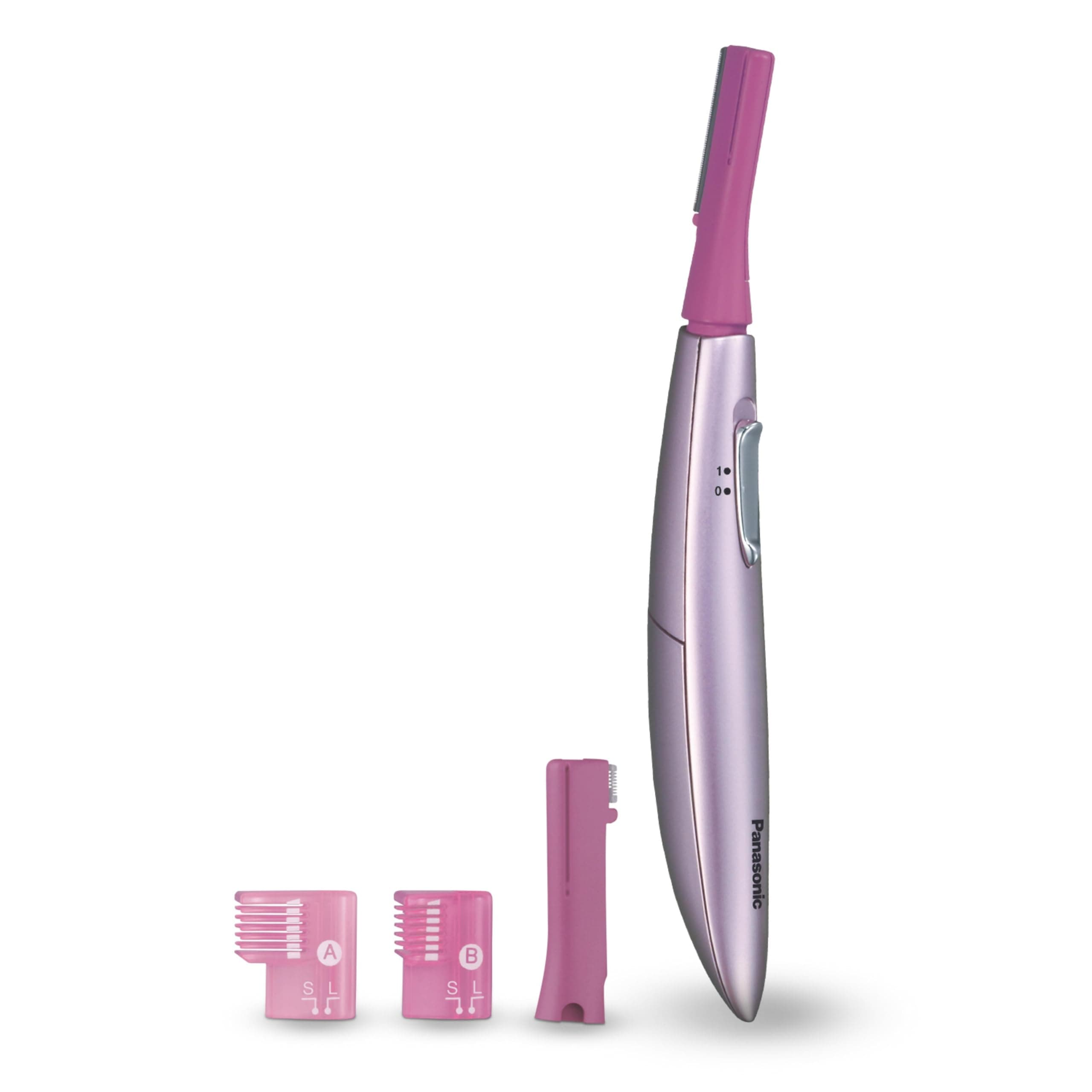Women’s Facial Hair Remover and Eyebrow Trimmer with Pivoting Head, Includes 2 Gentle Blades for Brow and Face and 2 Eyebrow Trim Attachments, Battery-Operated – ES2113PC