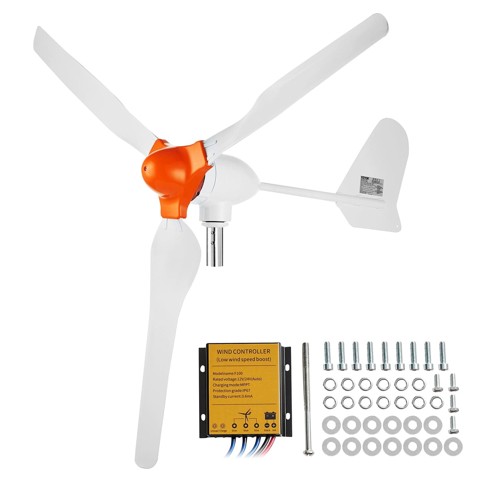 VEVOR 800W Wind Turbine Generator, 12V Wind Turbine Kit, 3-Blade Wind Generator with MPPT Controller, Wind Direction Adjustment & Start 2.5m/sec Wind Speed, Ideal for Home, Farm, RV, Boat